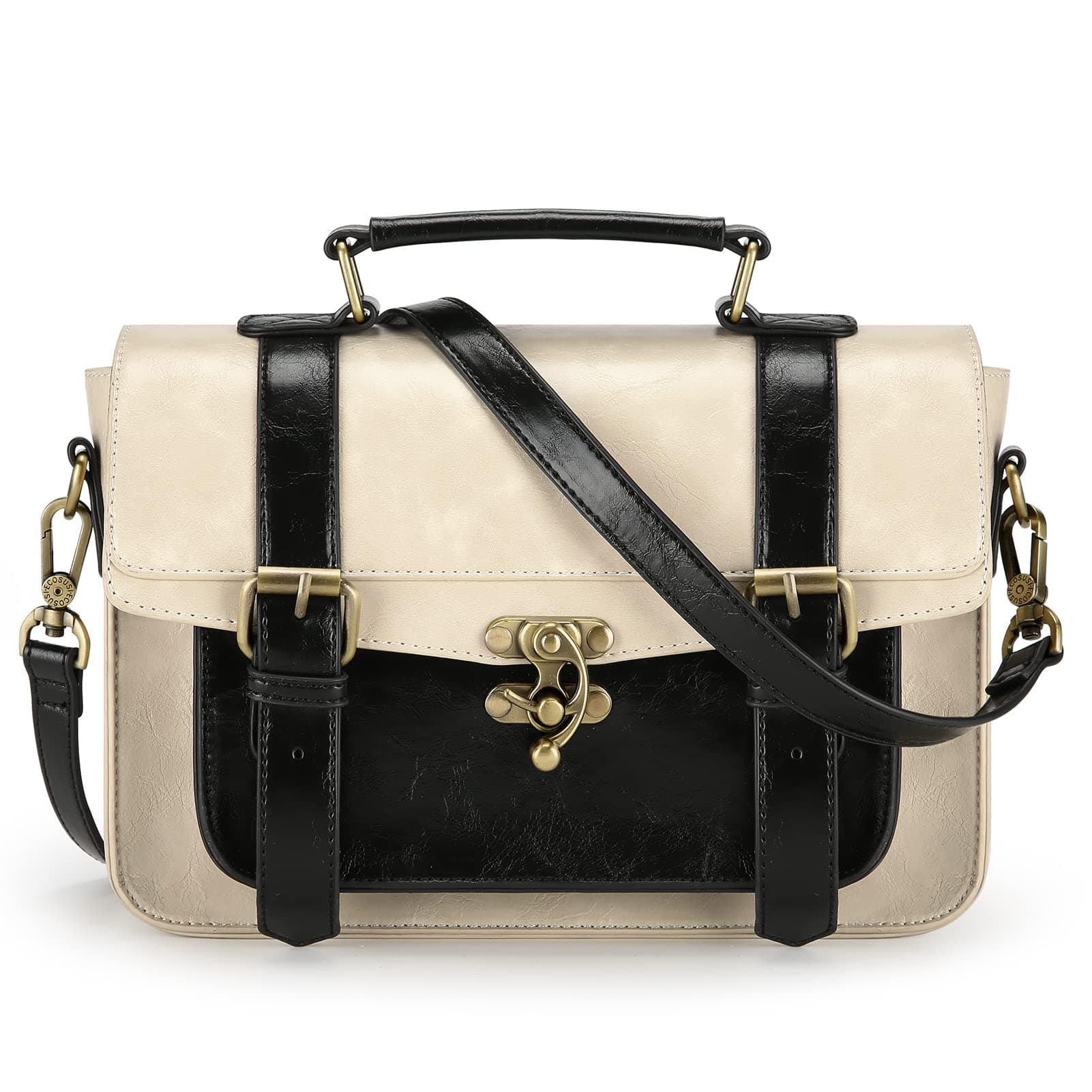 Women PU Leather Satchel Purse Vintage Small College Crossbody Messenger Bag Work Cross-body Bag