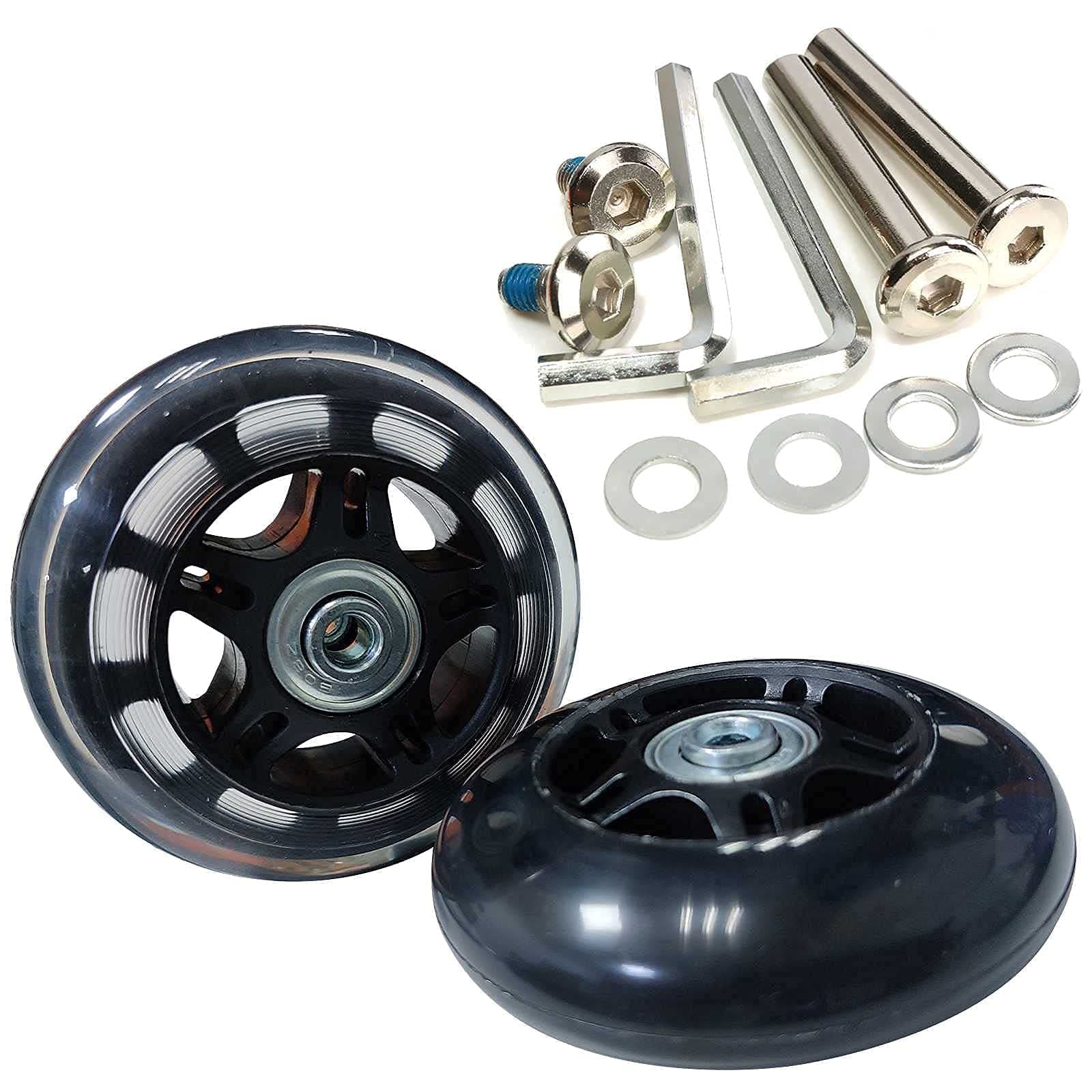Luggage Suitcase Wheels Replacement Kits 80mm x 24mm Universal Rubber Swivel Two Conner Angle Wheel Trolley Casters Bearings Tools Carry-On Garment Bag Hard Case Repair Set Quietness Durable