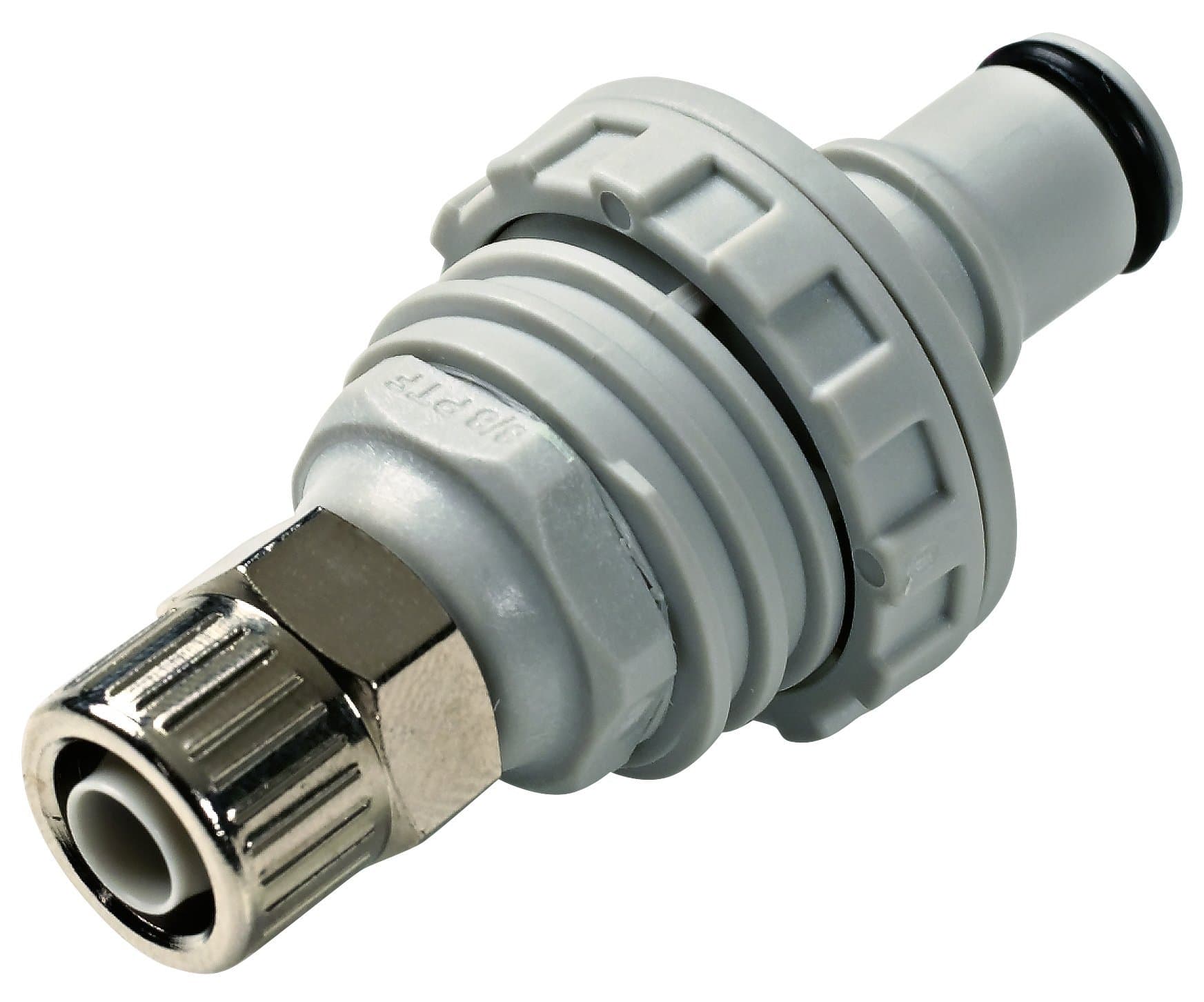 Colder NS4D40006 Polypropylene/ABS Tube Fitting, Insert, Shutoff, Panel Mount, Ferruless, PTF, 1/4" Insert x 3/8" Tube OD