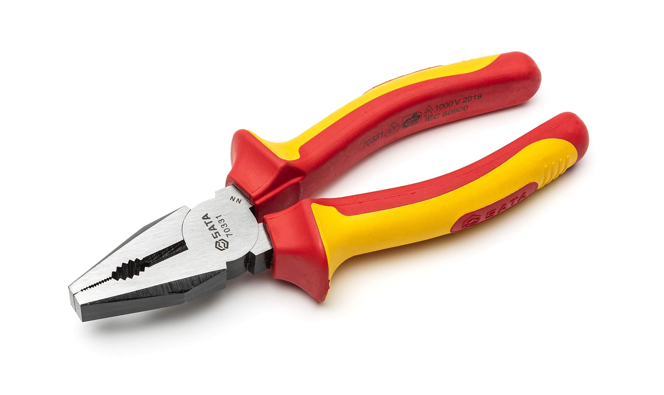 SATAST70331ST 6-Inch VDE Insulated Linesman Combination Pliers with Chrome Vanadium Steel Body and Dual Material Anti-Slip Handles