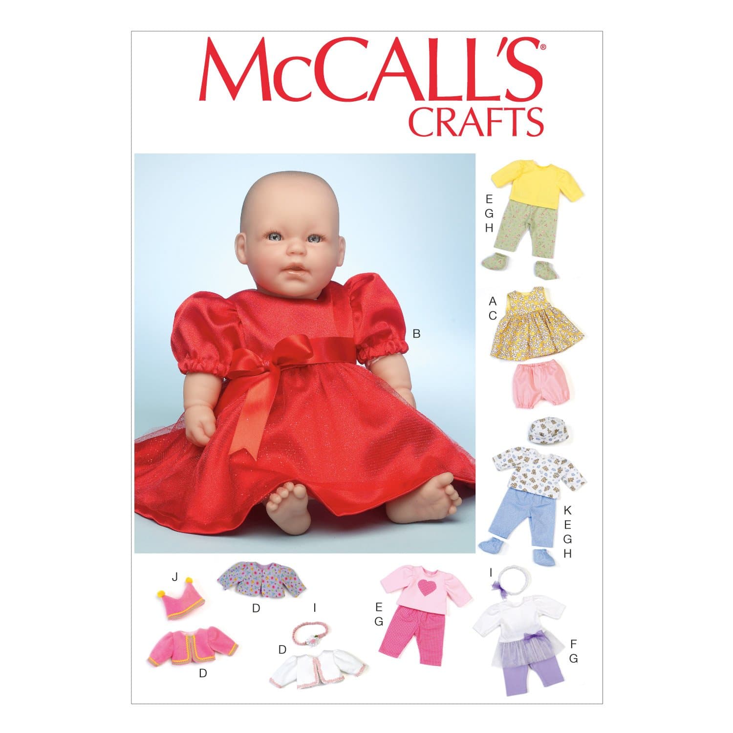 McCall Pattern Company McCall's Pattern MC7066 OSZ,Clothes & Accessories for 11'',12'' & 15'',16'' Baby Dolls, One Size, Off White, M7066OSZ