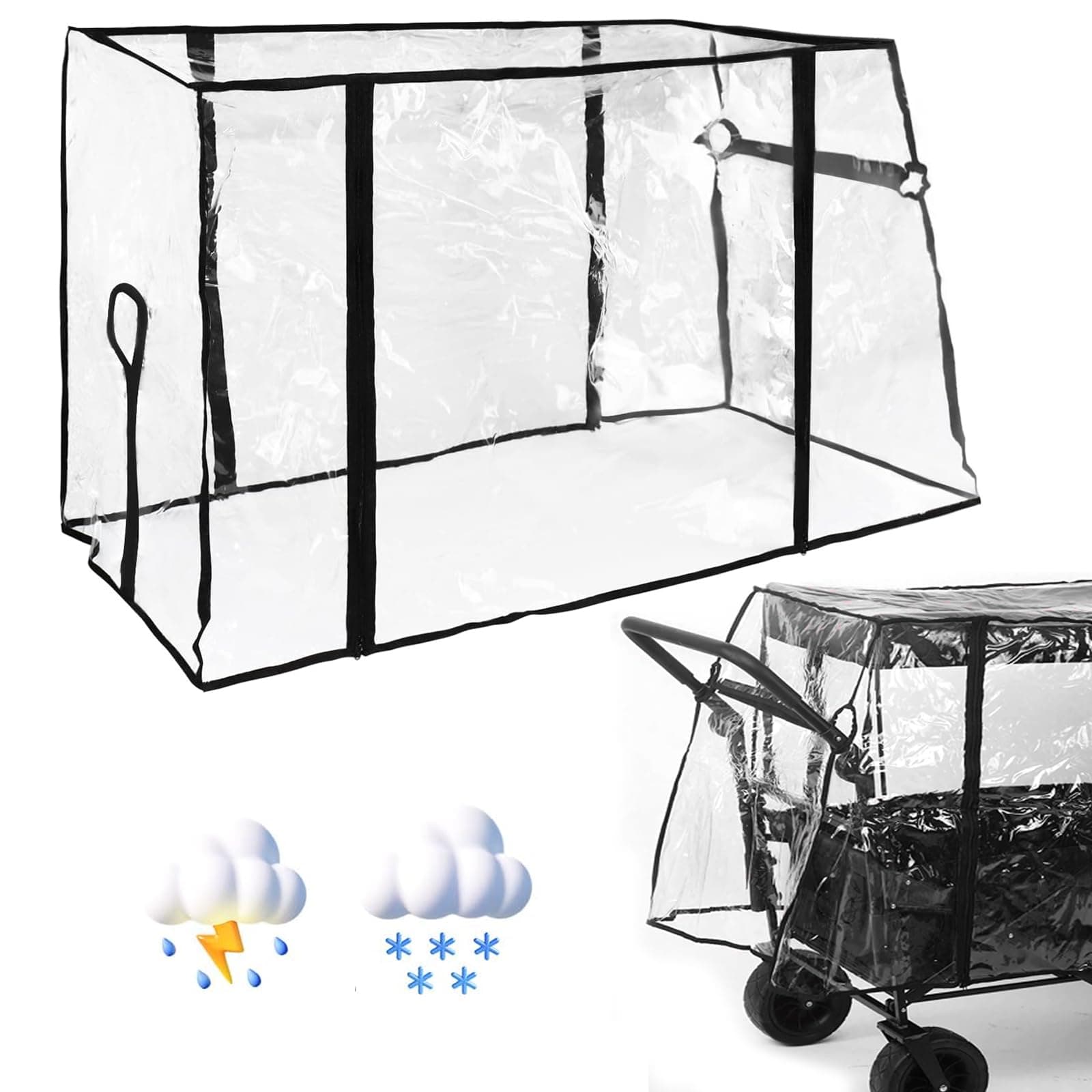 YushengTaiRain Cover for Handcart, Transparent, Foldable, Compatible with Fuxtec, KESSER, DMS