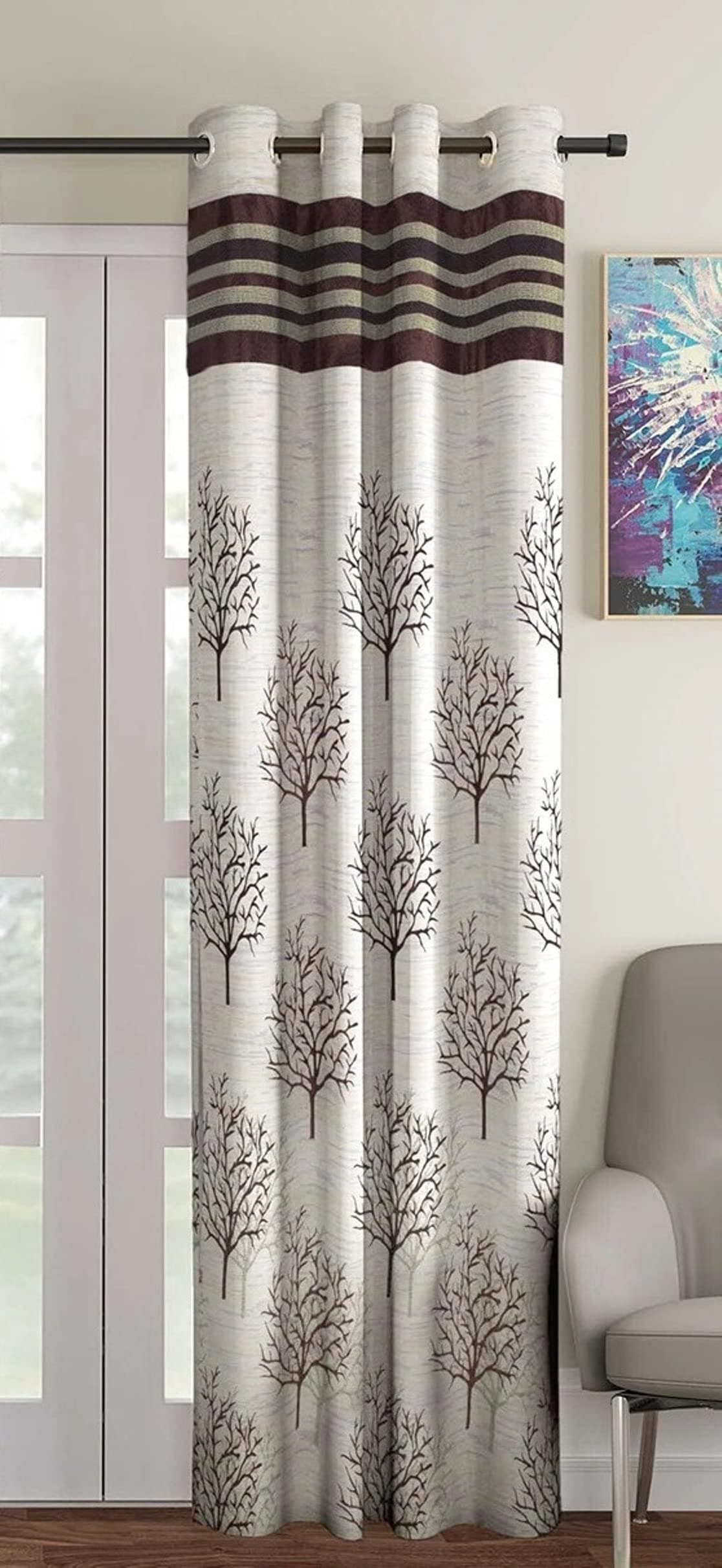 F2L Jute Curtains for Door 7 Feet Long | Medium Window Curtain | Yarn Weaved Parda | Modern Parde for Living Room Bedroom | Screens with Eyelet Ring | Hypoallergenic (Coffee, 1pc Only)