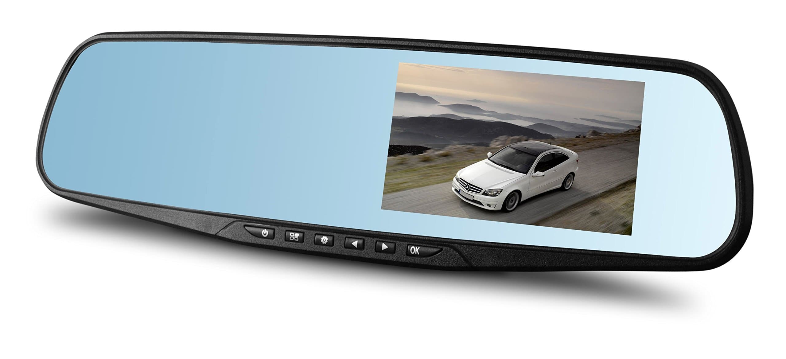 LD353 4.3” Vehicle black box DVR car rear view mirror wide angle & full HD recording no installation and compatible w/ Toyota Honda Nissan Hyundai KIA Subaru Ford Mazda VW & other Model.