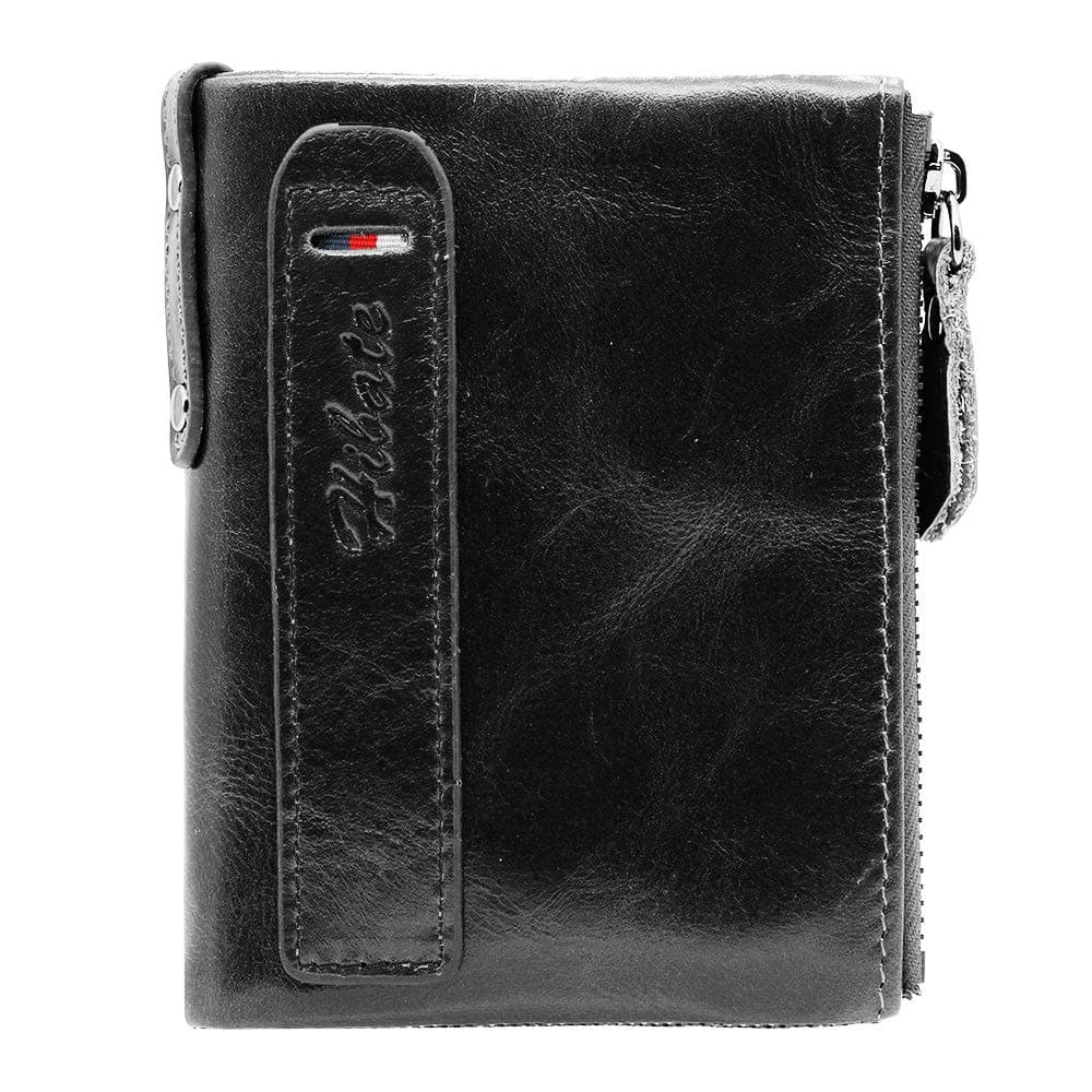 Mens Leather Wallet RFID Blocking Men Wallets Credit Card Holder Coin Pocket Purse - Black