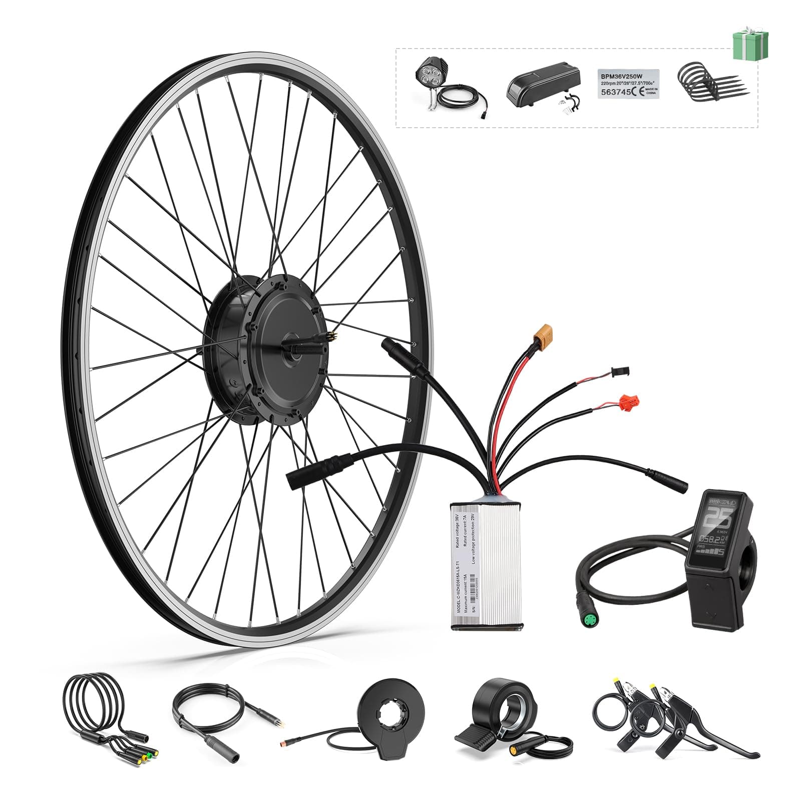 BAFANG48V 500W Front Hub Motor Electric Bike Conversion Kit for 26 inch Wheel Drive Engine with DM03 LCD Display Without Battery and Charger