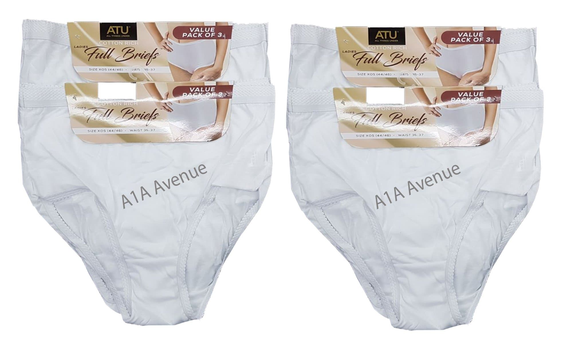 A1A AVENUE 6 Pack Ladies Briefs Maxi, 100% Cotton Full Comfort Fit Underwear, Sizes 12-30 (XOS (UK 20-22), White)