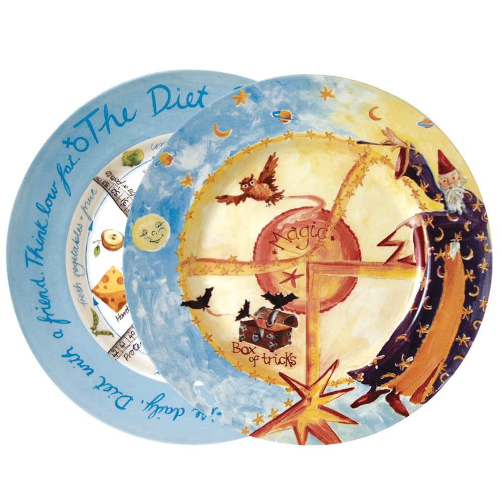 The Diet Plate Female and Magic (Children's) Versions of Diet Plates. Fine Earthenware and clinically Proven to Help Control T2D. Weight Loss and Portion Control Plates