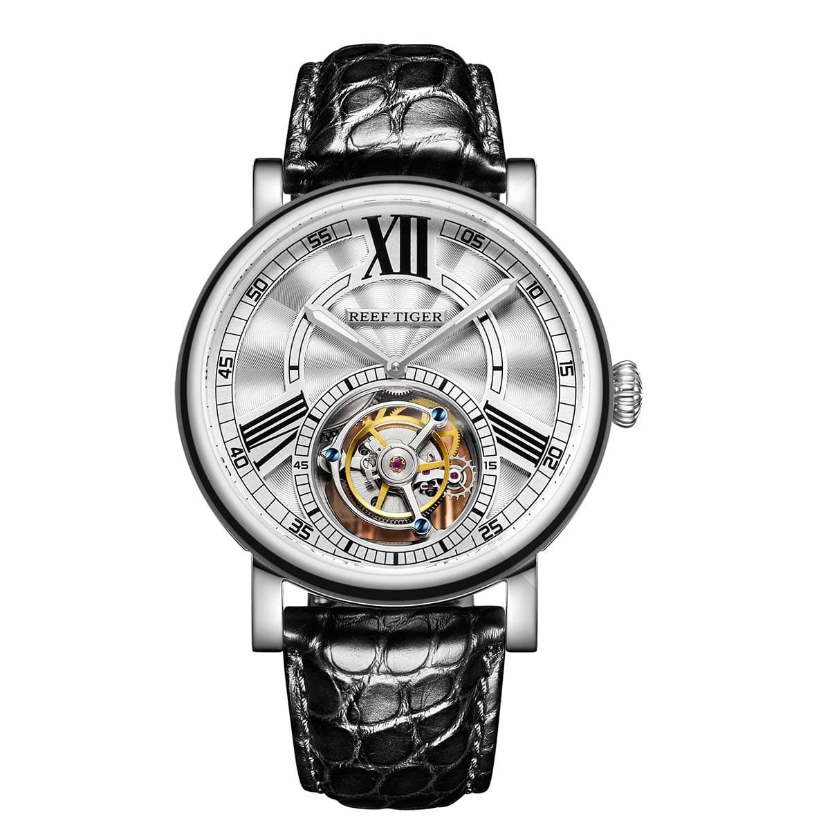 REEF TIGERLuxury Watches for Men Tourbillon Watch Alligator Strap Mechanical Watches RGA1999
