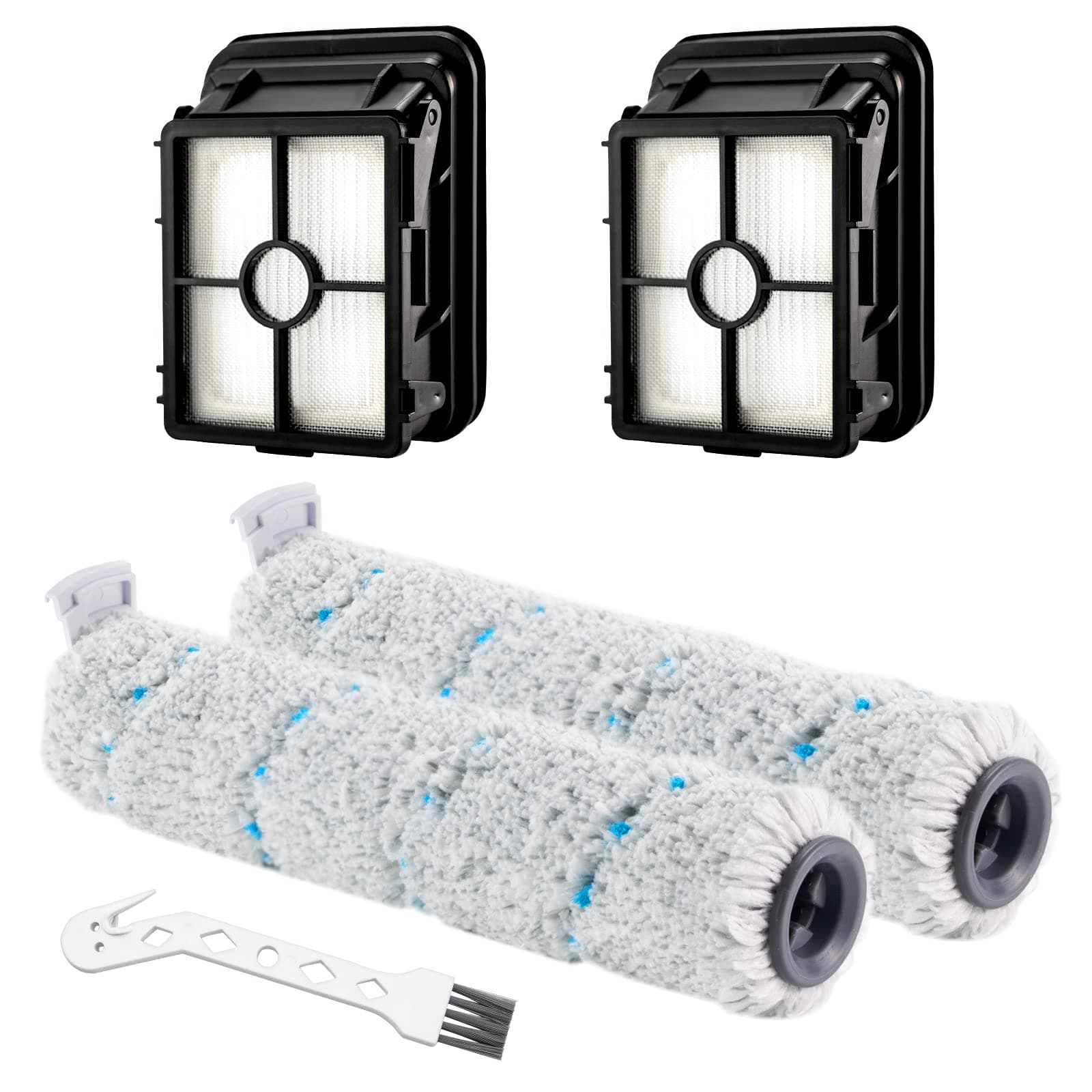 Replacement Parts for Bissell CrossWave Cordless Max 2554 2554A 2590 2593 2596 2597 HydroSteam Plus Series 3515 35151 3513 3518, Include Multi-Surface Brush Rolls 2787 and Replacement Filters 1866