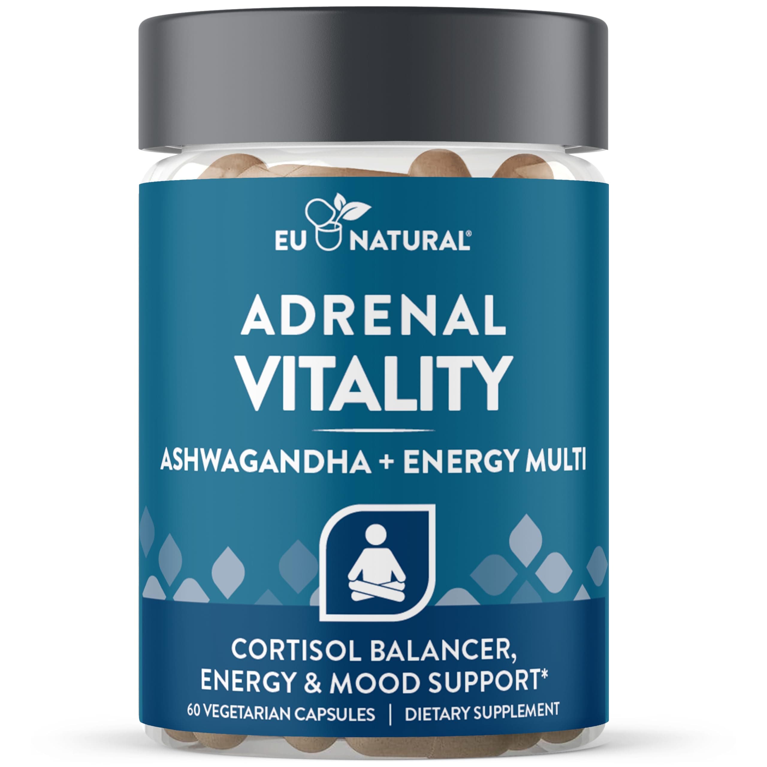 Vitality Cortisol Supplement – Fight Fatigue, Feel Calm & Balanced – Healthy Cortisol, Focused Energy, Adrenal Support – Ashwagandha Supplement with Rhodiola, L-Tyrosine, Magnolia – 60 Veg Capsules