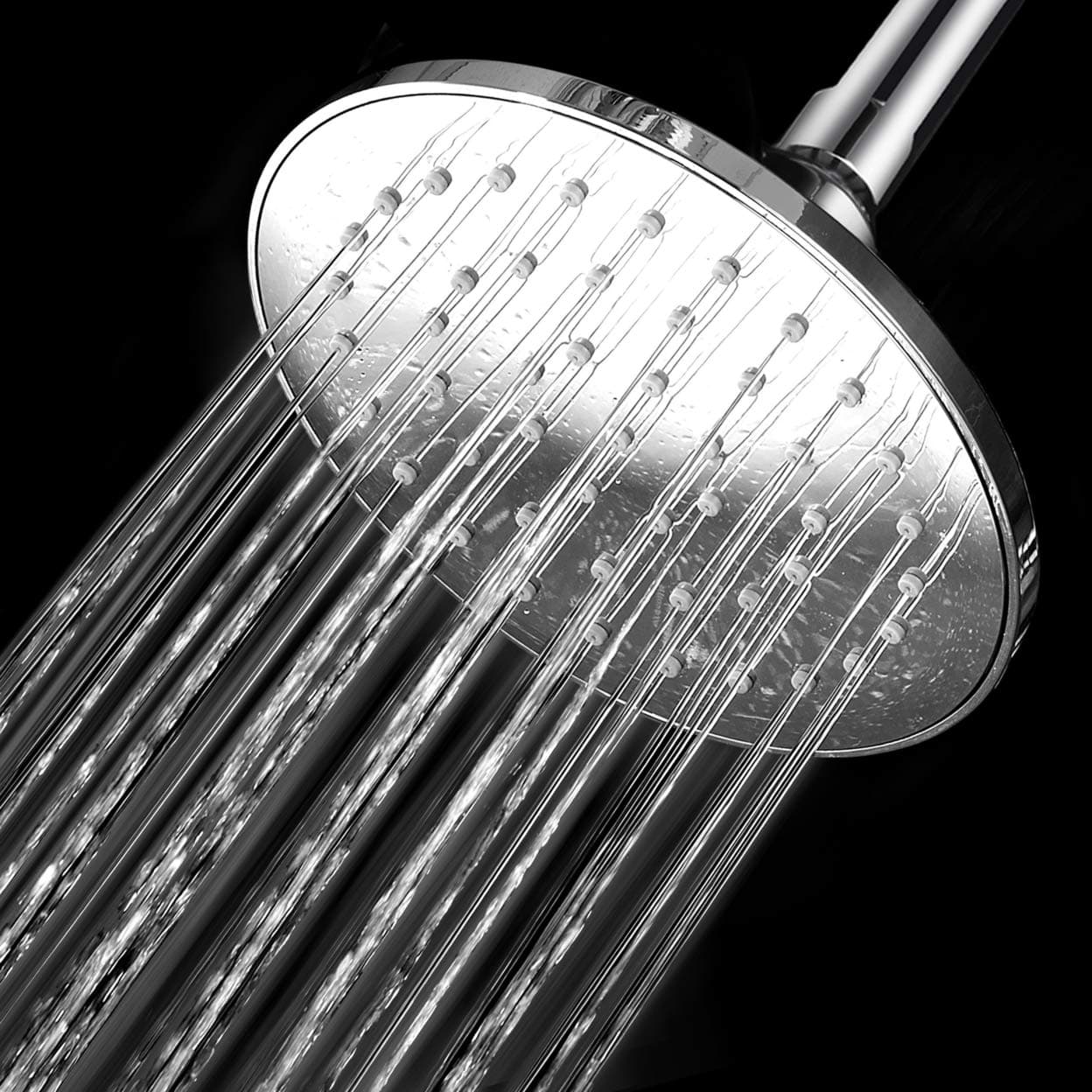 Hydroluxe New 6" High Pressure Super-Drenching Rainfall Shower Head with Hydro-Blast Technology for High Power Water Flow Performance/PREMIUM CHROME Front & Back Finish