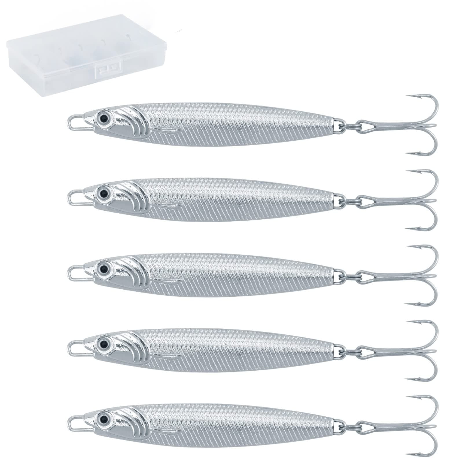 Dr.Fish Metal Sea Fishing Lures Silver Minnow Spoon Sea Fishing Tackle Mackerel Cod Bass Pike Stinger Spinner Lures Metal Jigs