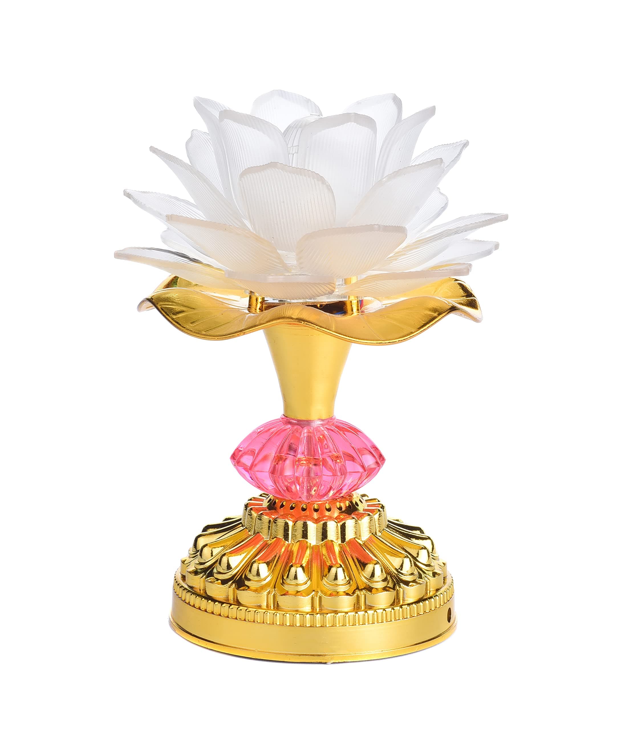 Colorful LED Lotus Buddhist Lamp, Gradient Buddha Light for Worship, Prayer and Display, Low Power Consumption, Eco - Friendly Material for Buddha Occasions, Buddhist Supplies - White