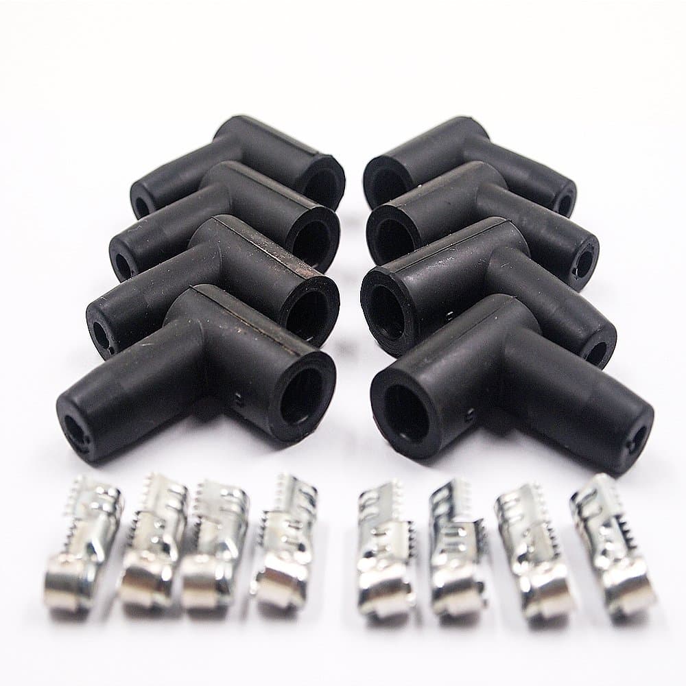Anxingo8 Set HEI Style Spark Plug Boot Terminal Kit Distributor Ignition Boot 90 Degree Connector Spark Plug Ignition Wire