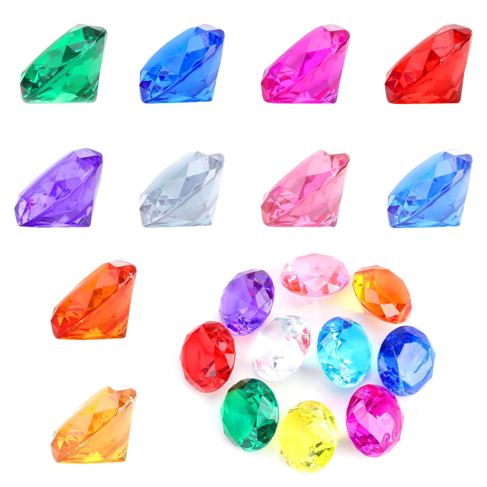 TWOBUD 8 Pcs Big Size Kids Acrylic Diamond Gems Jewels Pirate Gems Set Large Pirate Treasure Chest Hunt Fake Plastic Children Crystals for Crafts Party Favors Christmas Decorations Prizes Vase Filler
