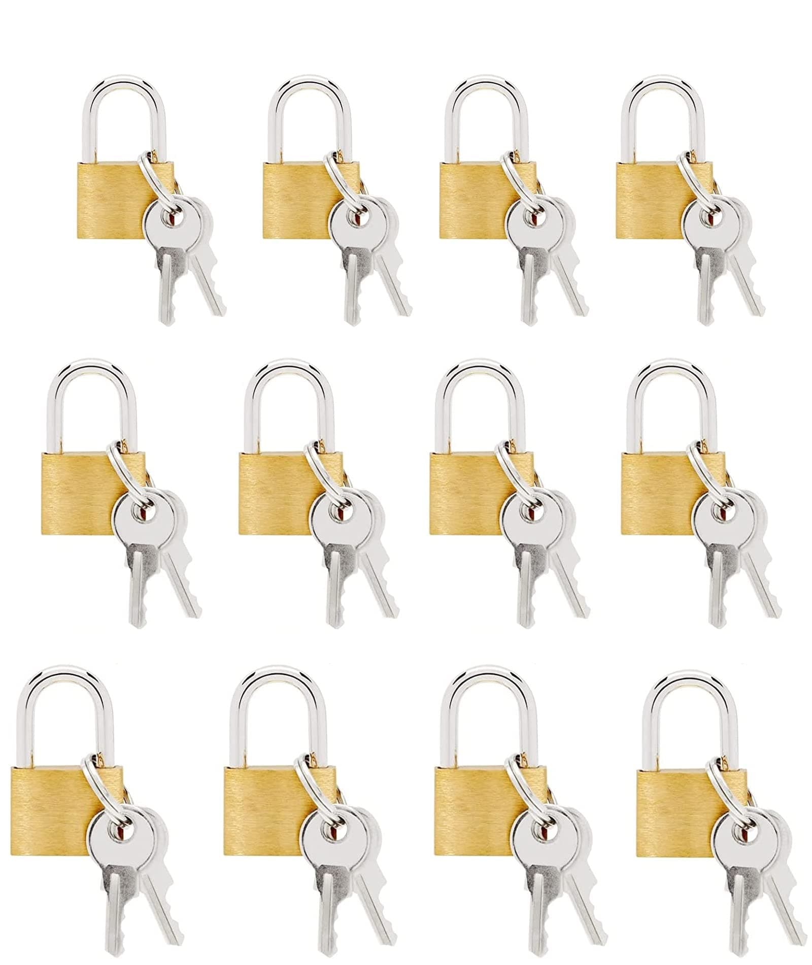 S.B. ANJALI SHALU BHAIS.B. ANJALI SHALU BHAI 12 Pack Small Locks with Keys, Mini Padlocks for Luggage, Backpacks, Gym Bags, Jewelry Box, Diaries(Size: 20mm) (Gold), Metal