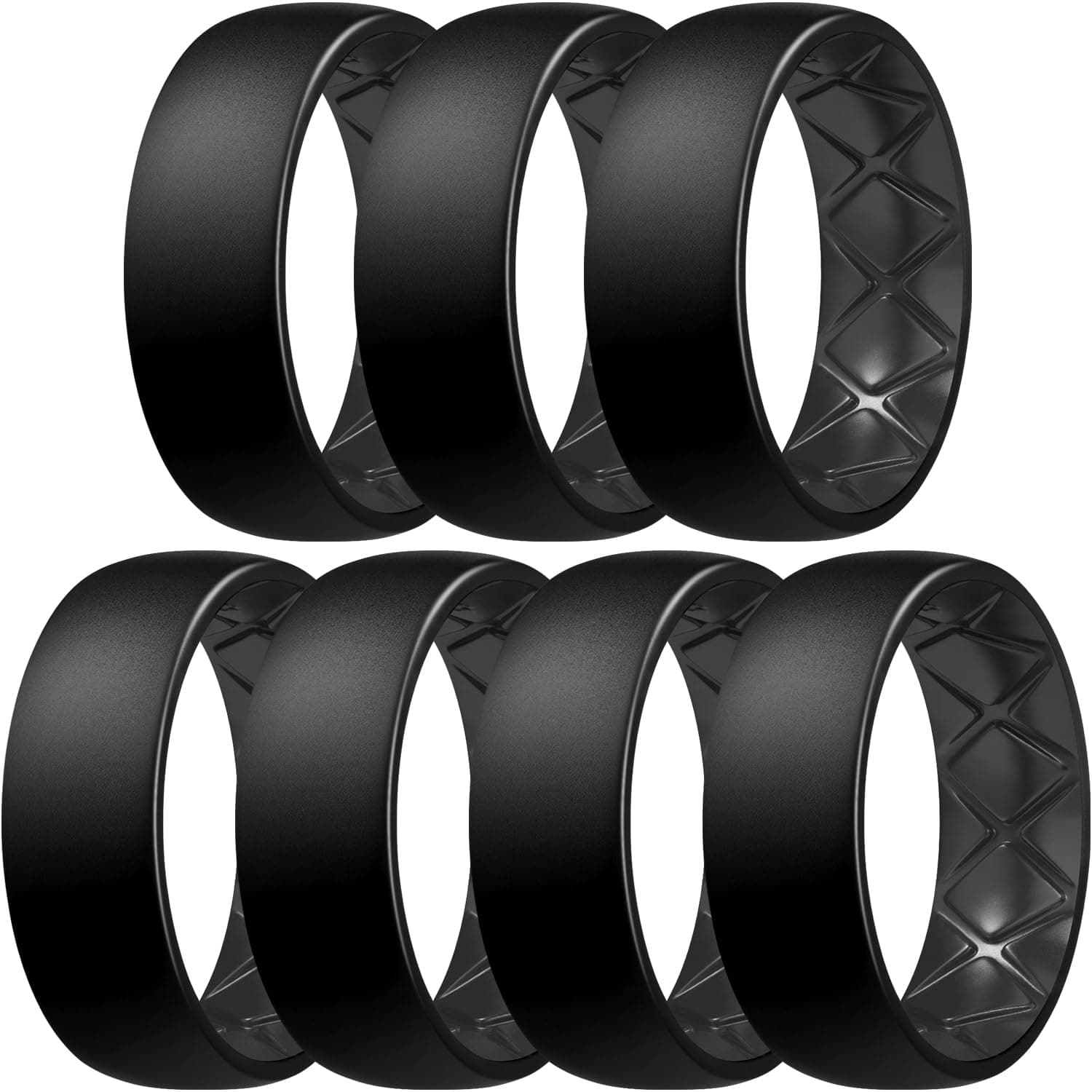 Silicone Ring for Men, Dual-Tone Breathable Mens' Rubber Bands - One Ring with Two Color