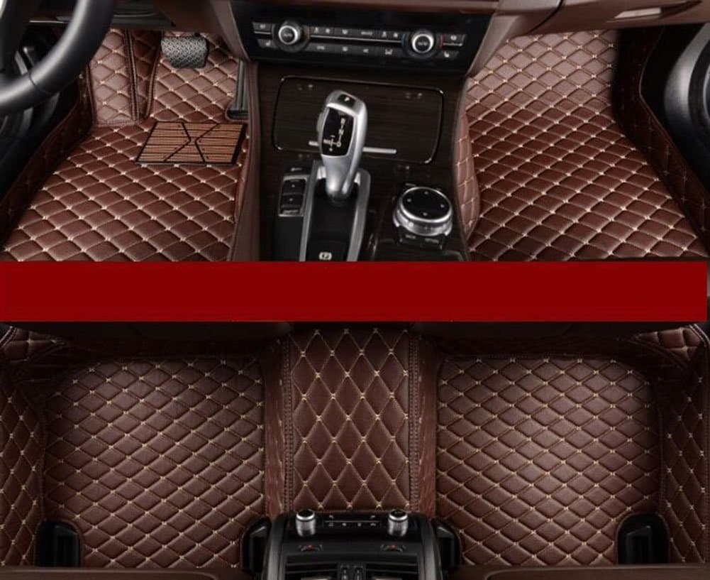 YAOJINYI Dimaond Shaped Stitching Designed Leather 5D Car Floor Mats for Nissan Patrol Y61 (2005-2013) (Coffee)