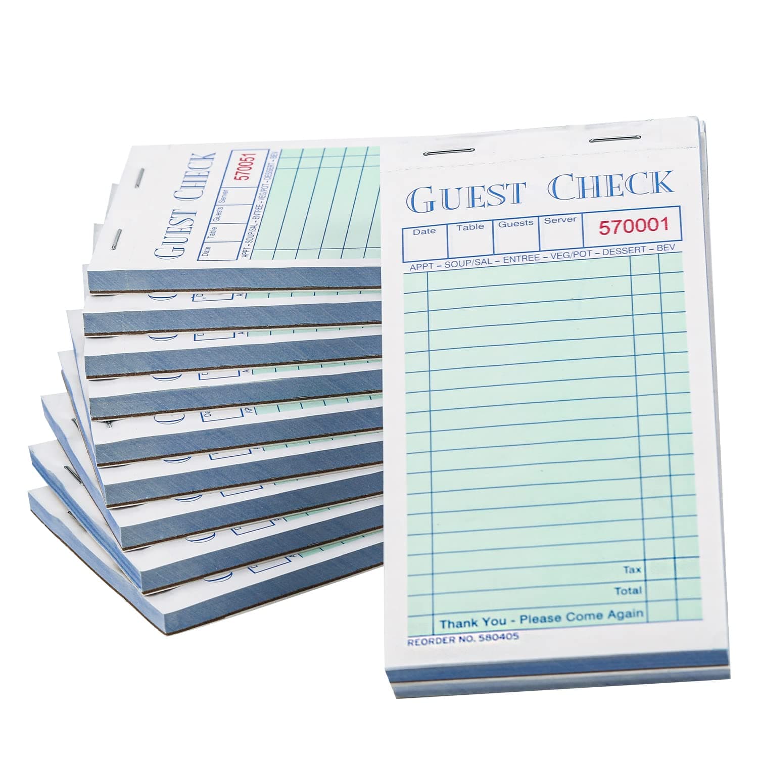 Guest Checks Server Note Pads 500 Sheets With Copy Paper (10 Books) 3.5" x 6.75" 50 Sheets Per Book