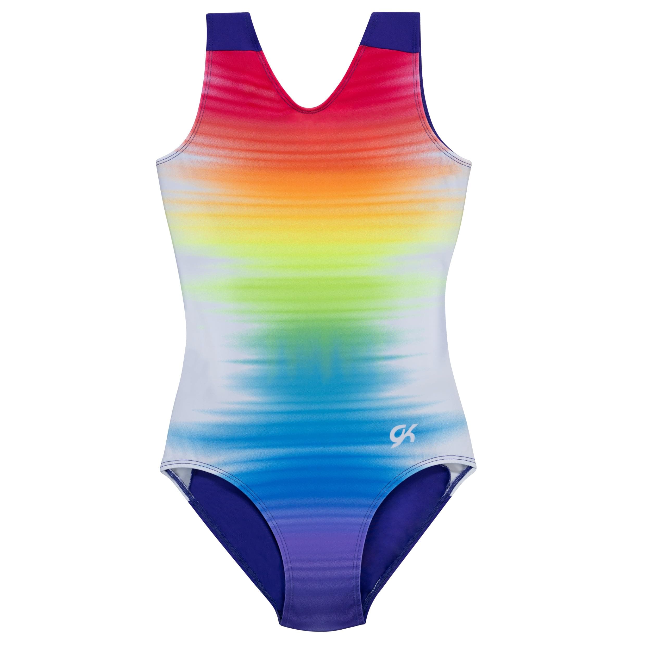 Girls Fierce Fade Gymnastics Leotard - Rainbow Dance Outfit with Matching Scrunchie for Toddlers, Children, & Juniors