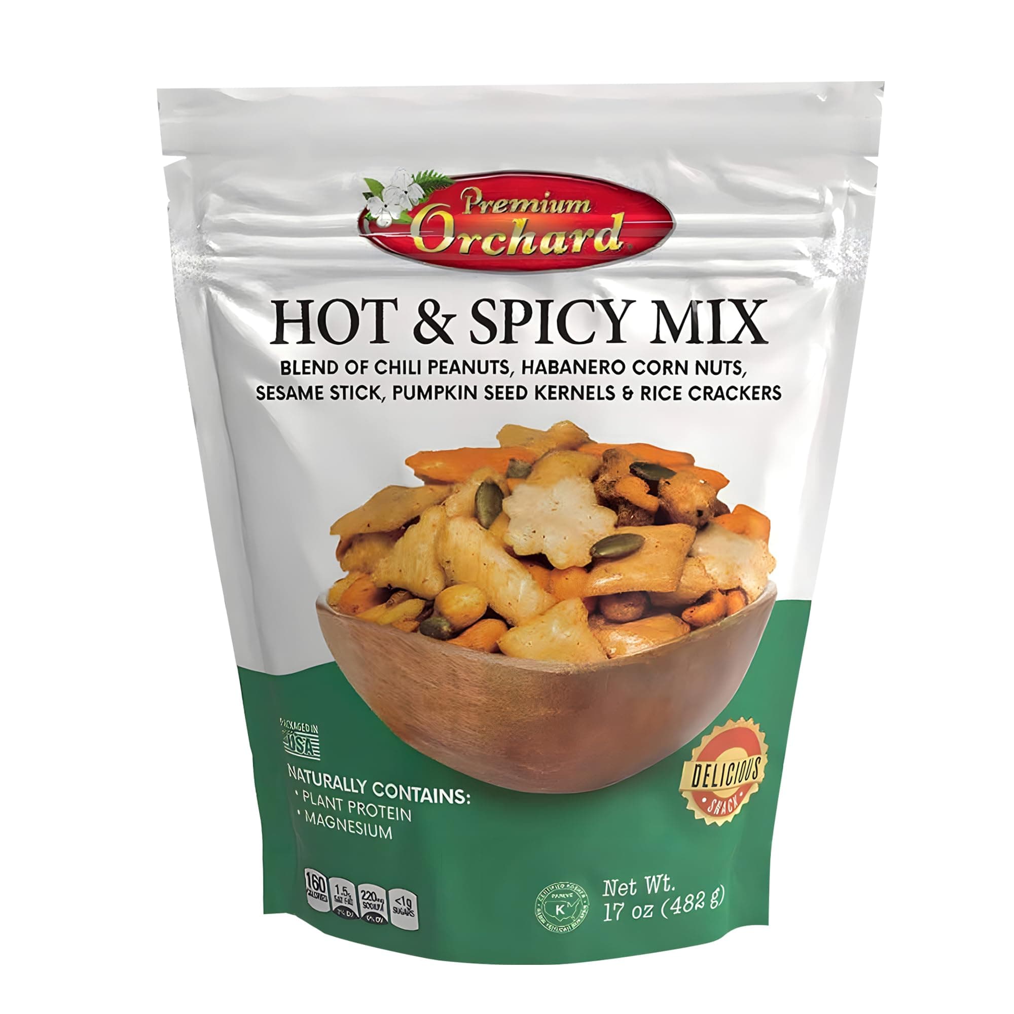 MIXED NUTS Hot & Spicy Mix - Chili Peanuts Habanero Corn Nuts Sesame Sticks Pumpkin Seed Kernels and Rice Crackers Snacks Non GMO Healthy Snacks Nuts - 17 oz