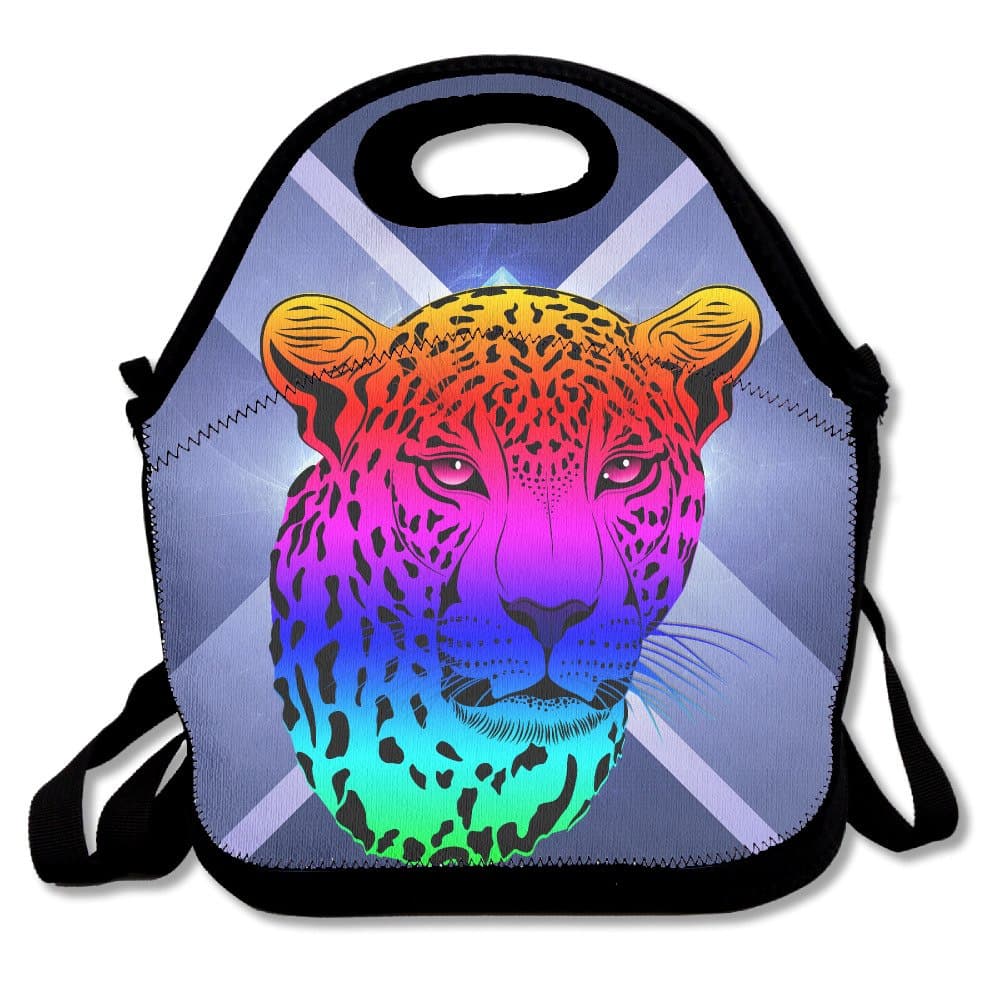 Animal Cheetah With Rrainbow Handy Portable Zipper Lunch Box Lunch Tote Lunch Tote Bags