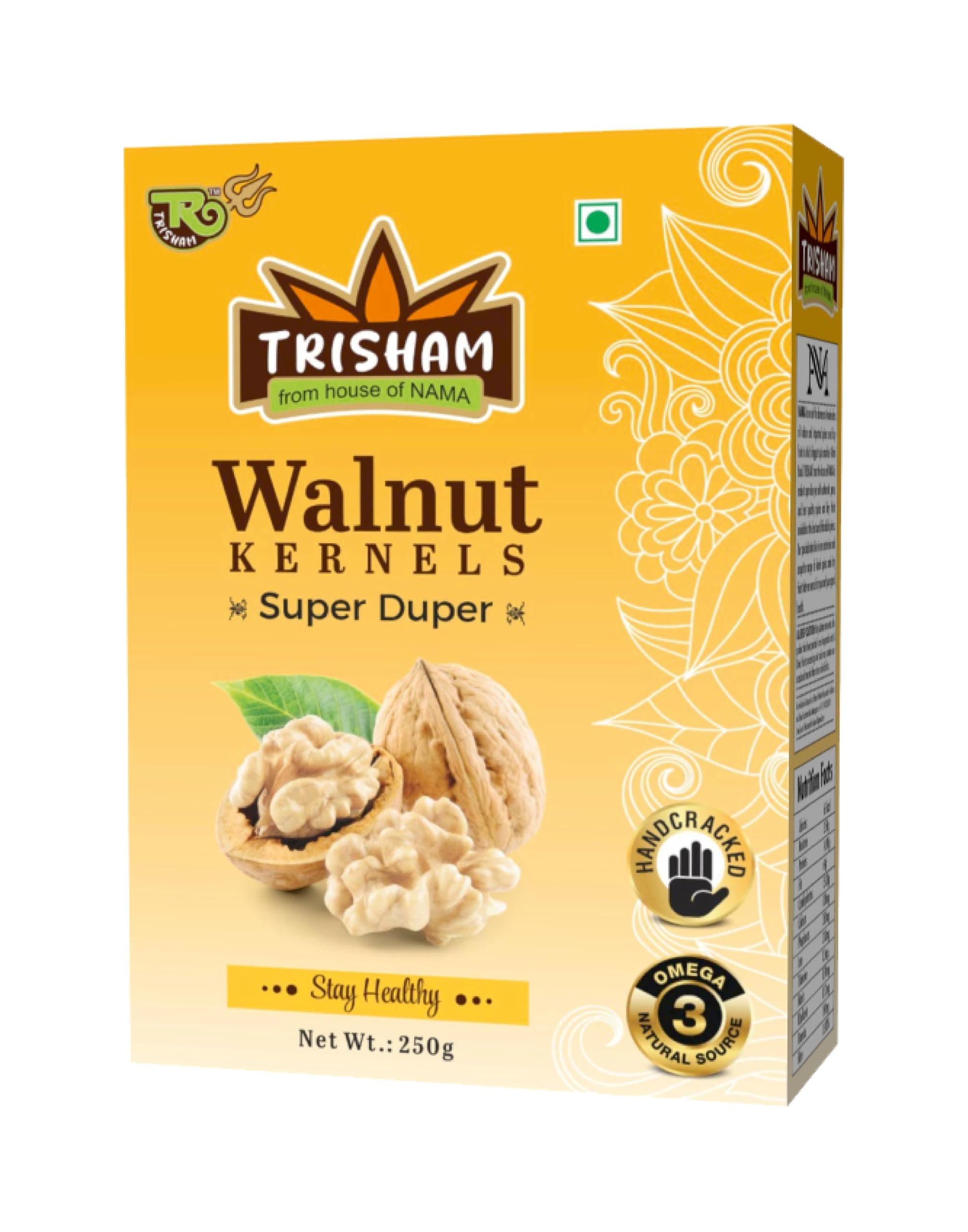 TRISHAM 100% Natural Super Duper Walnut Kernels | Pure Two Piece Akhrot Giri | Healthy and Crunchy Nuts | 250g Pack