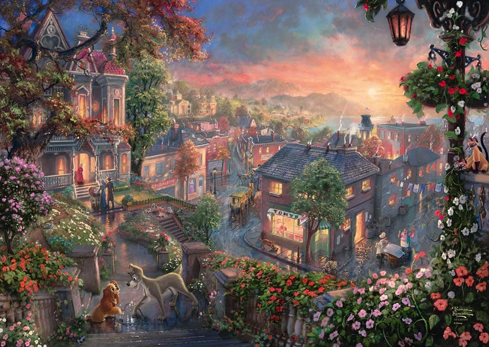 Schmidt | Thomas Kinkade: Disney Lady & the Tramp (1000 pieces) | Jigsaw Puzzle | Ages 12+,Multicolor,69,3x49,3cm