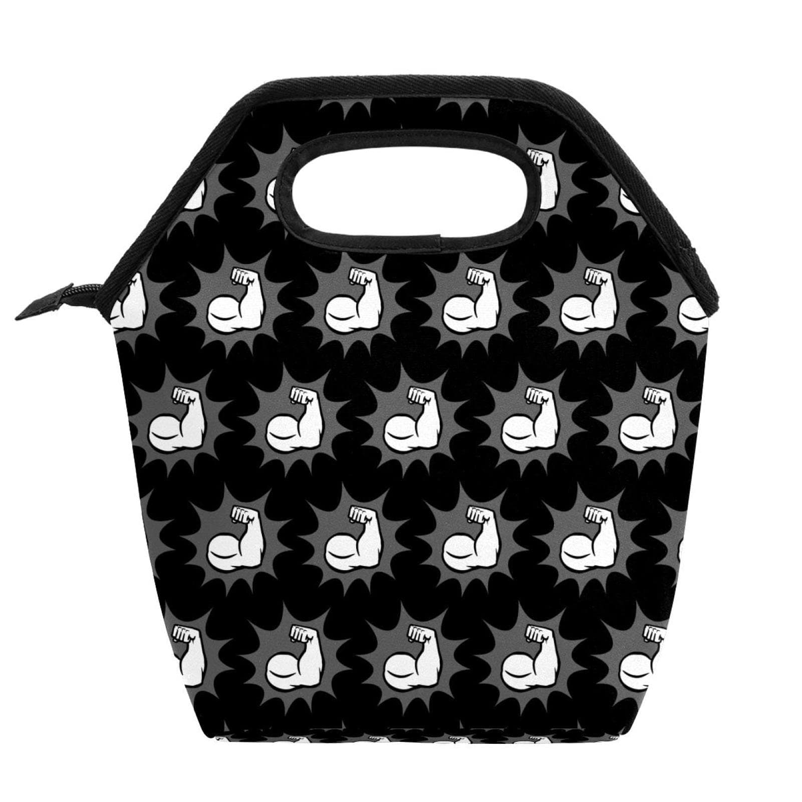 Insulated Lunch Boxes Lunch Bags for Kids Strong Bodybuilder Biceps Flex Arm Pattern Meal Package Containers for Women Men Outdoor Picnic Tote with Zipper