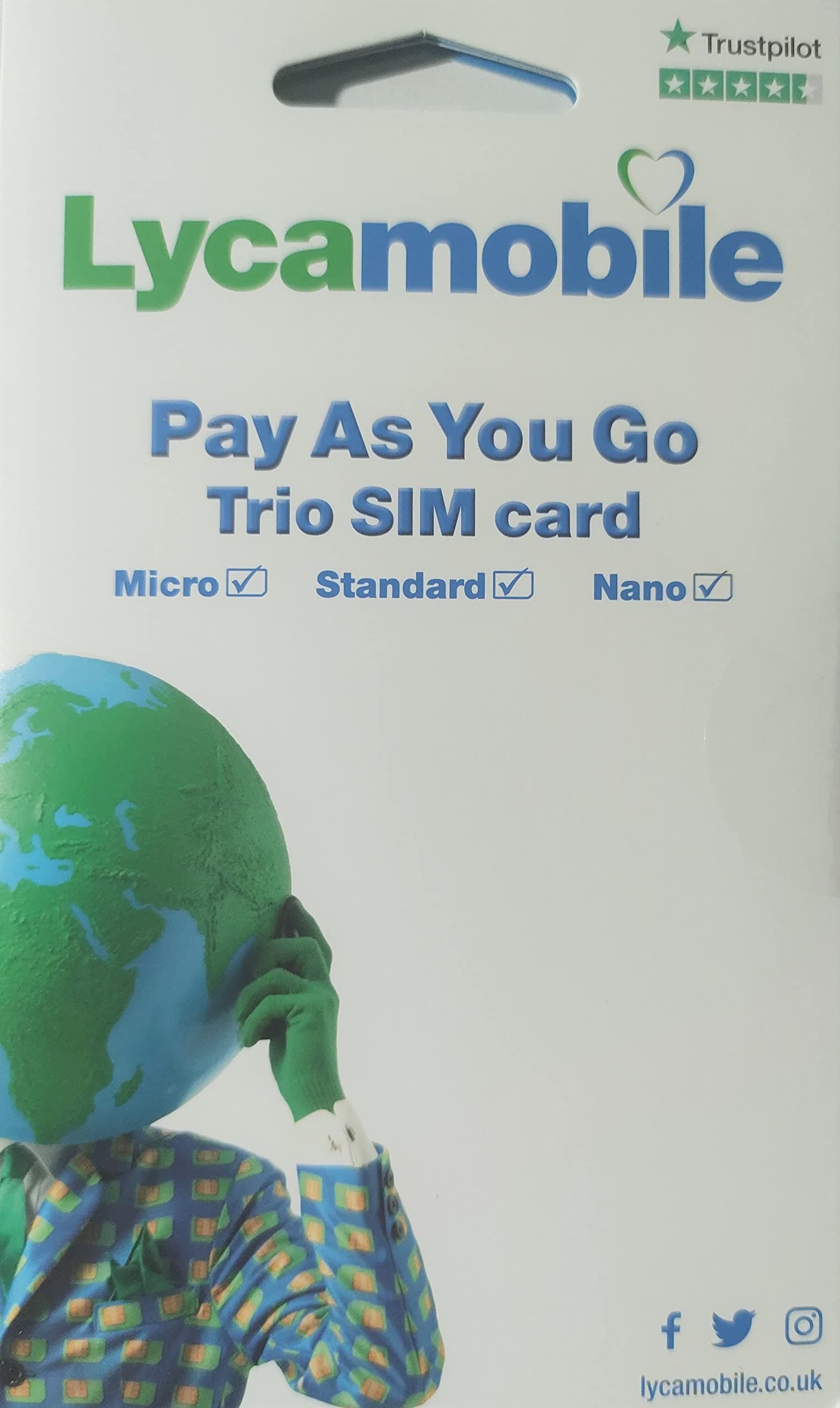 2 X OFFICIAL LYCAMOBILE CHEAP International PAYG LYCA Sim Card - Calls From 1P Sandbros