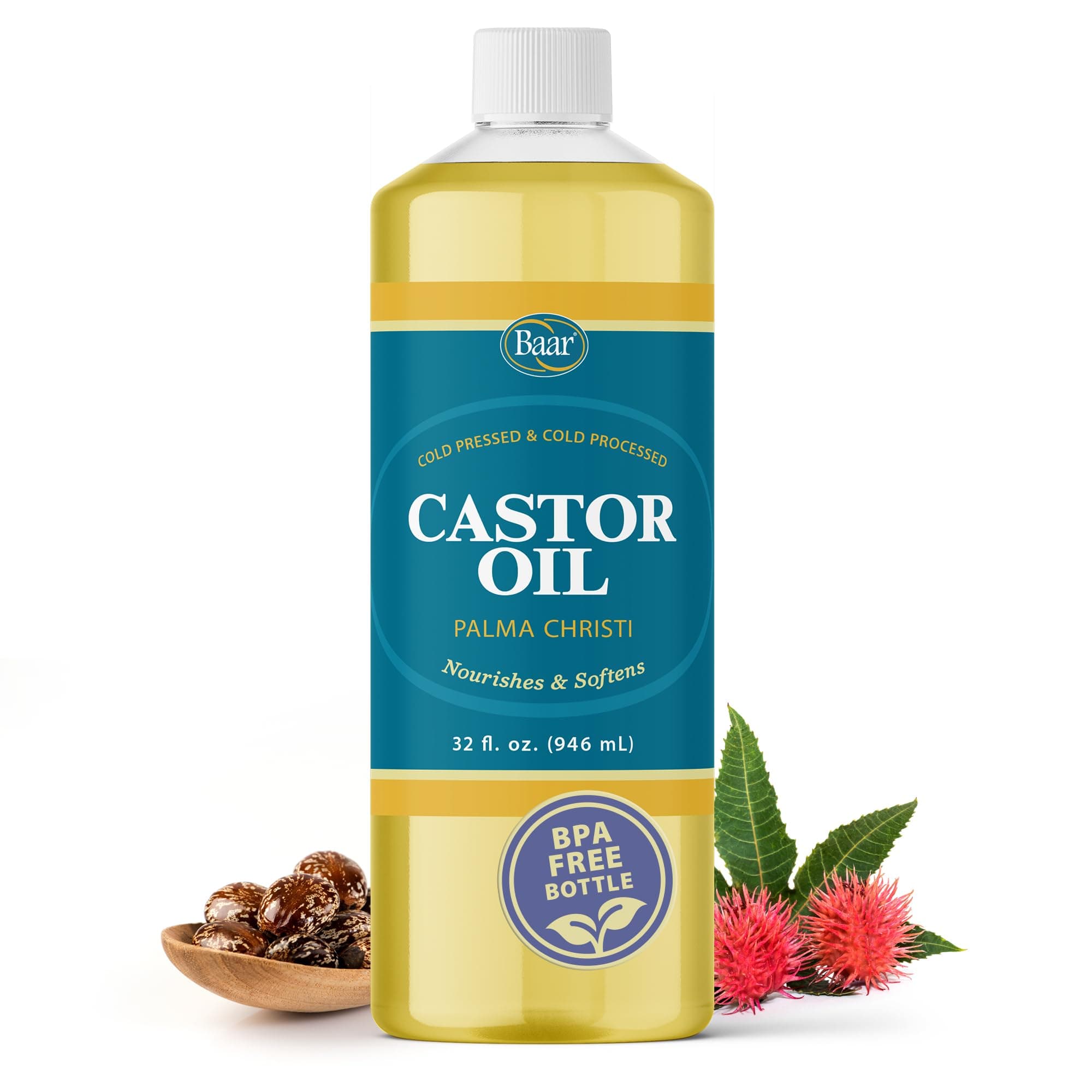 Baar Cold-Pressed, Cold-Processed, Hexane Free Castor Oil, 950mls