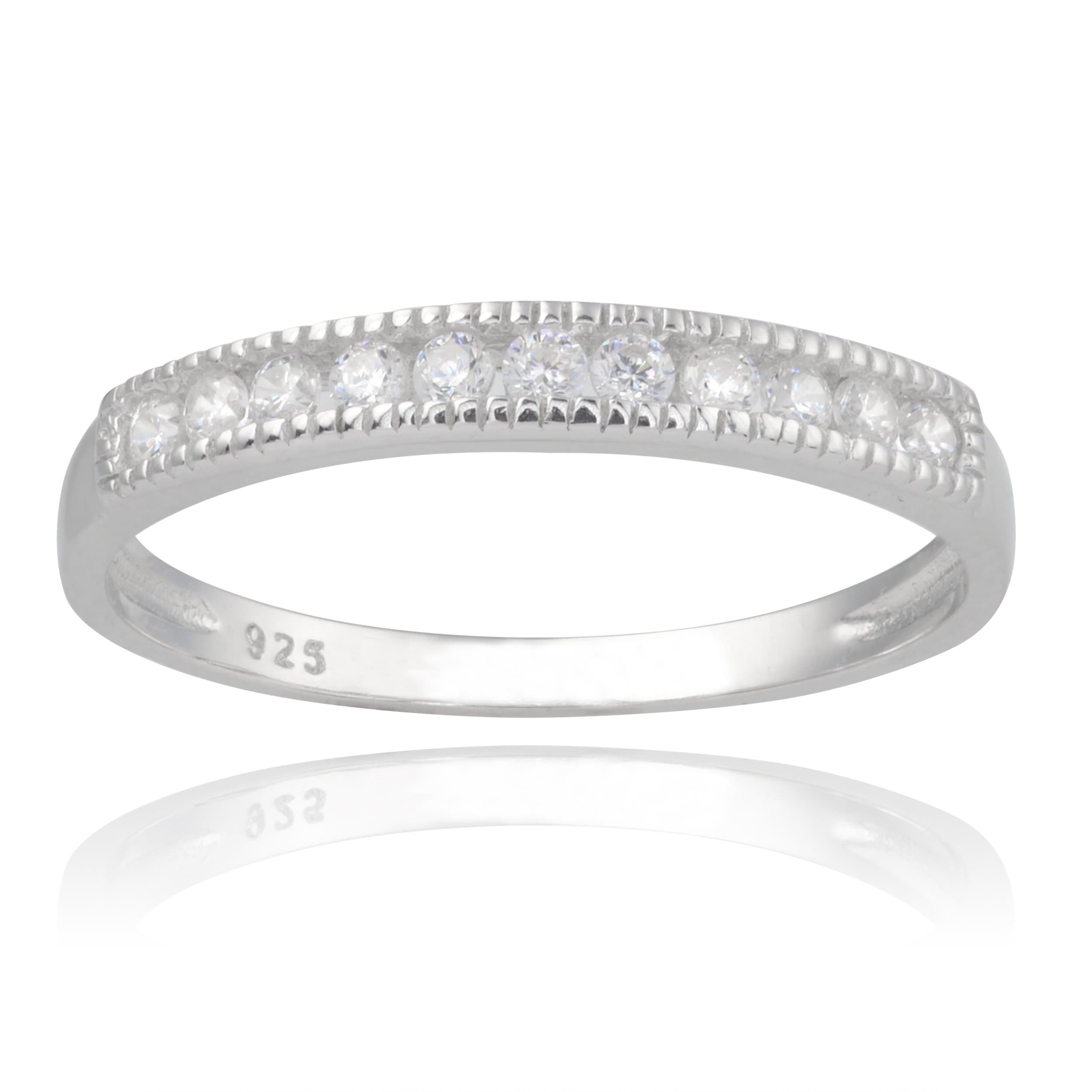 Sterling Silver Cubic Zirconia Engagement Band