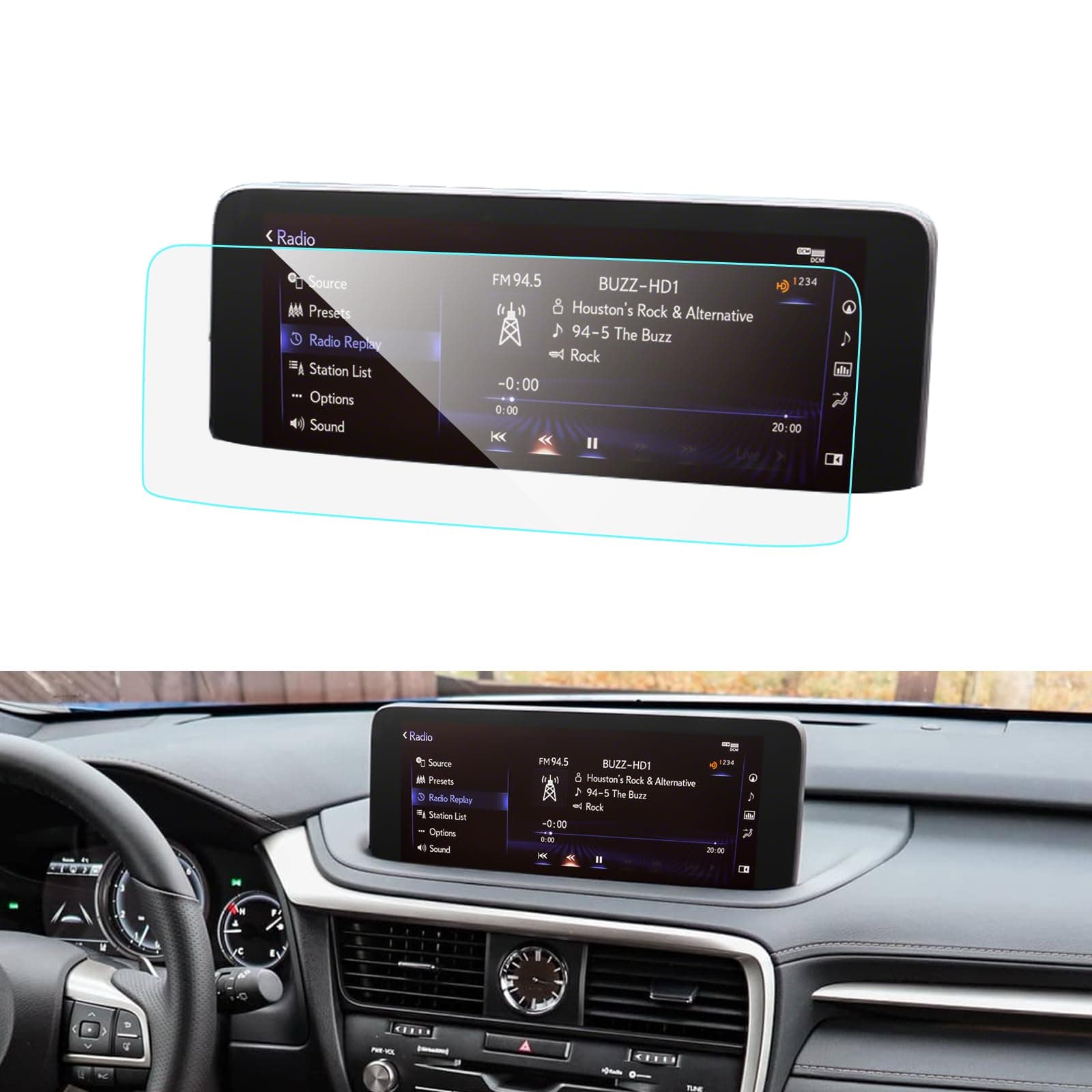 ZCLINKO 2020-2022 Lexsu RX 350 450 Glass Screen Protector 12.3 Inch Infotainment Display RX 350 Screen Protector Foils Tempered Glass 9H Anti-Scratch Navigation Touchscreen Protective Film Accessories