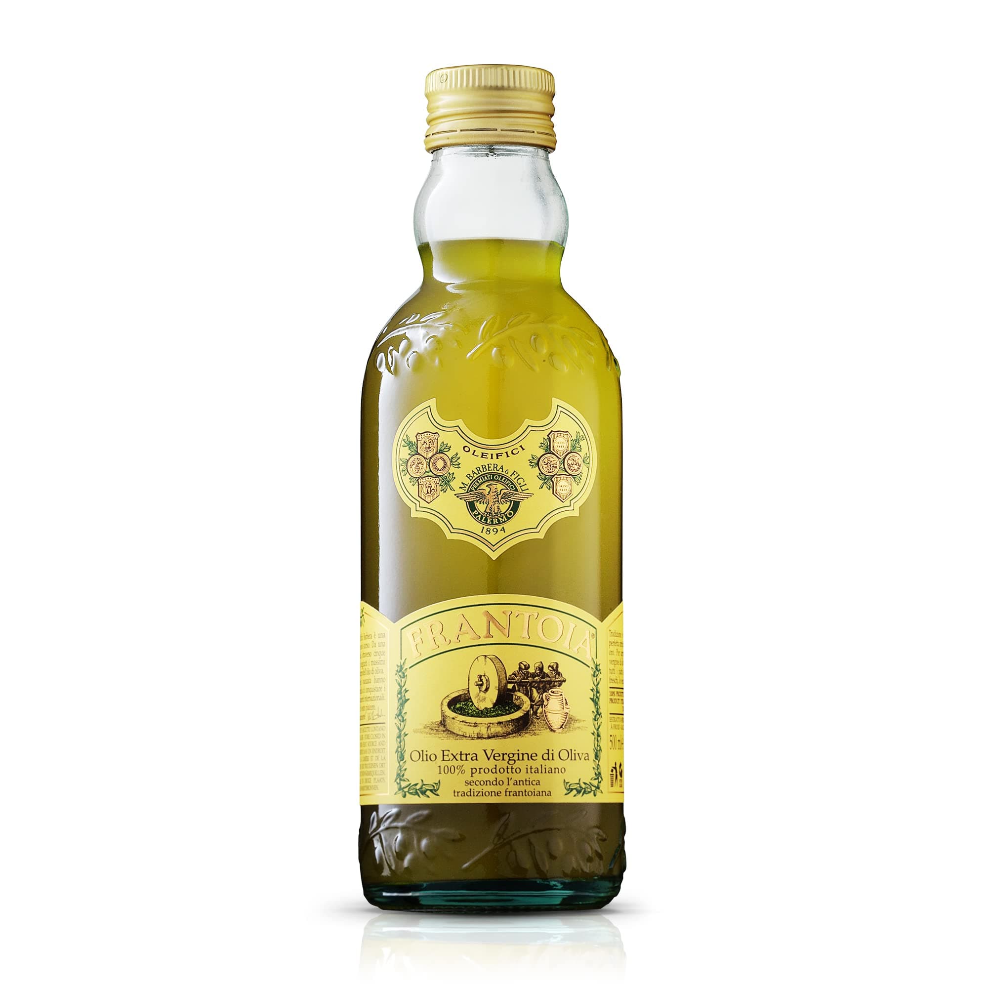 Frantoi Extra Virgin Olive Oil, 16.9 fl oz (500mL) – Award-Winning Sicilian EVOO Made from Biancolilla, Nocellara del Belice & Cerasuola Olives – Cold-Pressed within 24 Hours for Fresh, Fruity Flavor