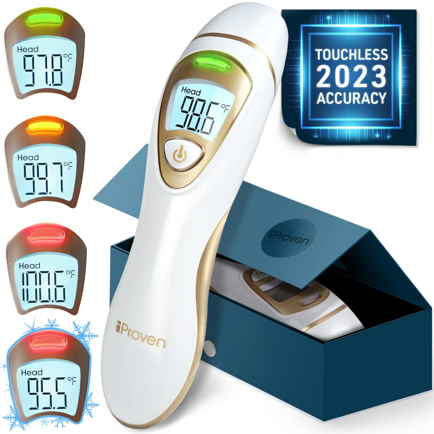 IPROVEN Pro Series - Ear and Forehead Thermometer for Adults, Kids, Babies (Superior Accuracy, Upgraded Fever Alarm, Quiet Vibration Alerts) Digital Infrared Baby Thermometer, Hypothermia Alarm