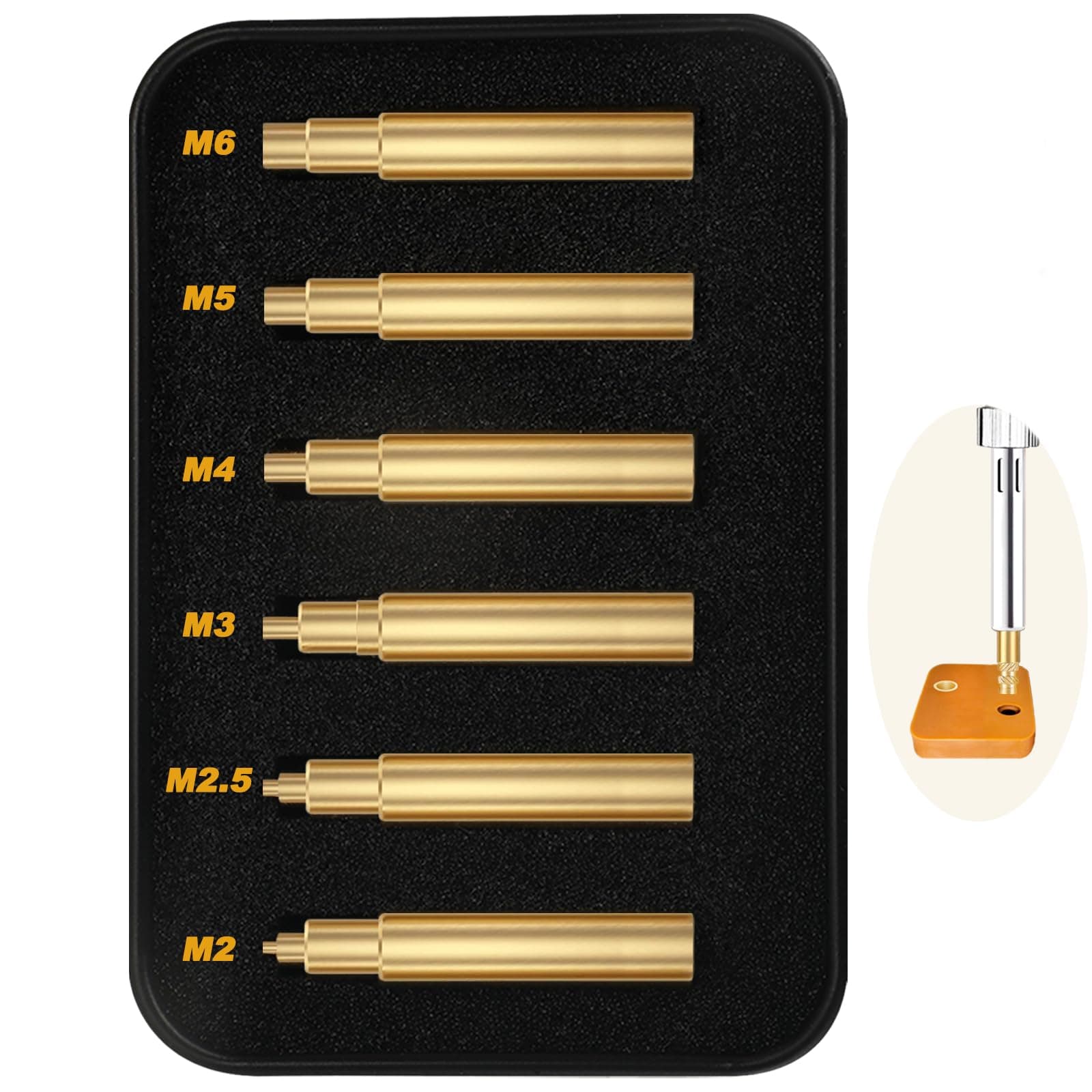 Heat Set Insert Tool,Tips for Threaded inserts M2 M2.5 M3 M4 M5 M6, Soldering Iron Tips for 3D Printer Users,Compatible with 900M/T18/FX-888D Irons- Press Tool for Plastic 3D Printer Components