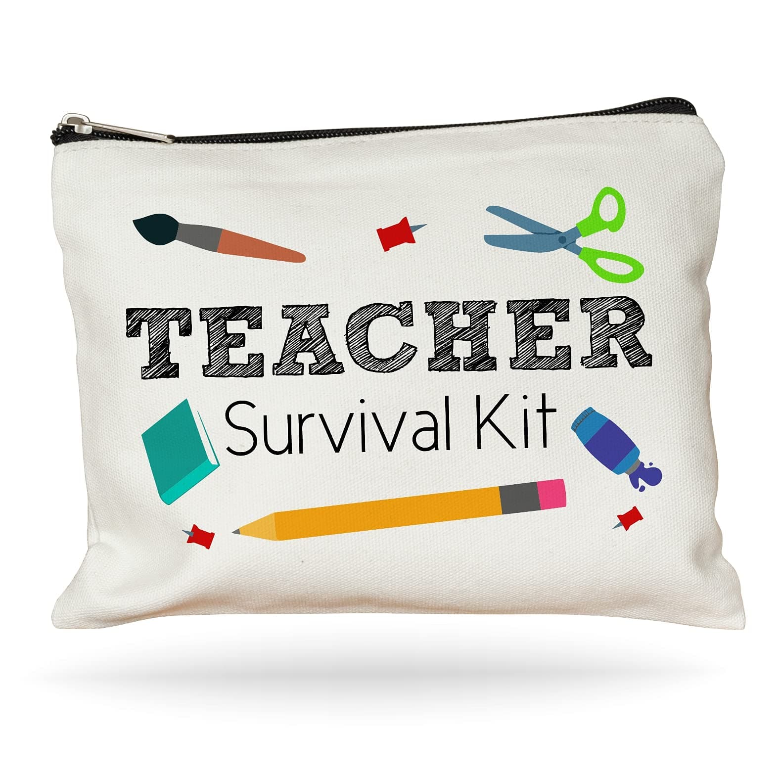 Moonwake Designs Teacher Survival Kit, Teacher Appreciation Gift, Teacher Makeup Bag, Teacher Pencil Pouch, Best Teacher Gift, Teacher Gifts For Women, Preschool, Elementary, High School
