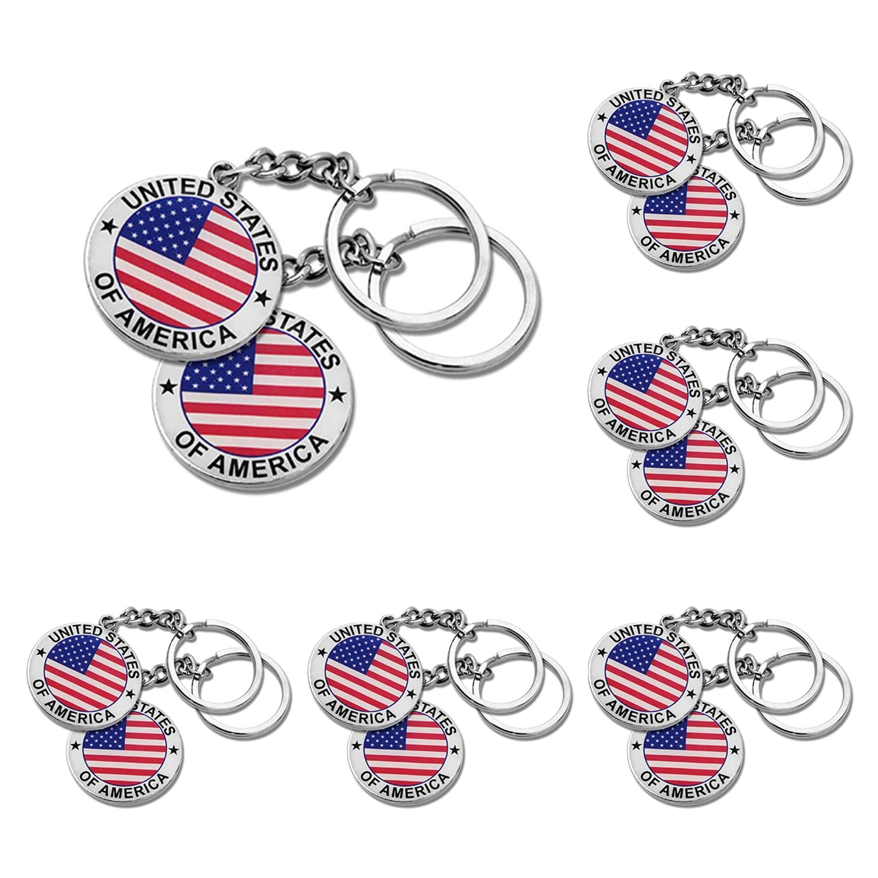 12 Pack US United States Keychain NYC Metal Key Ring Star Stripe US Flag Souvenir Patriotic Gift
