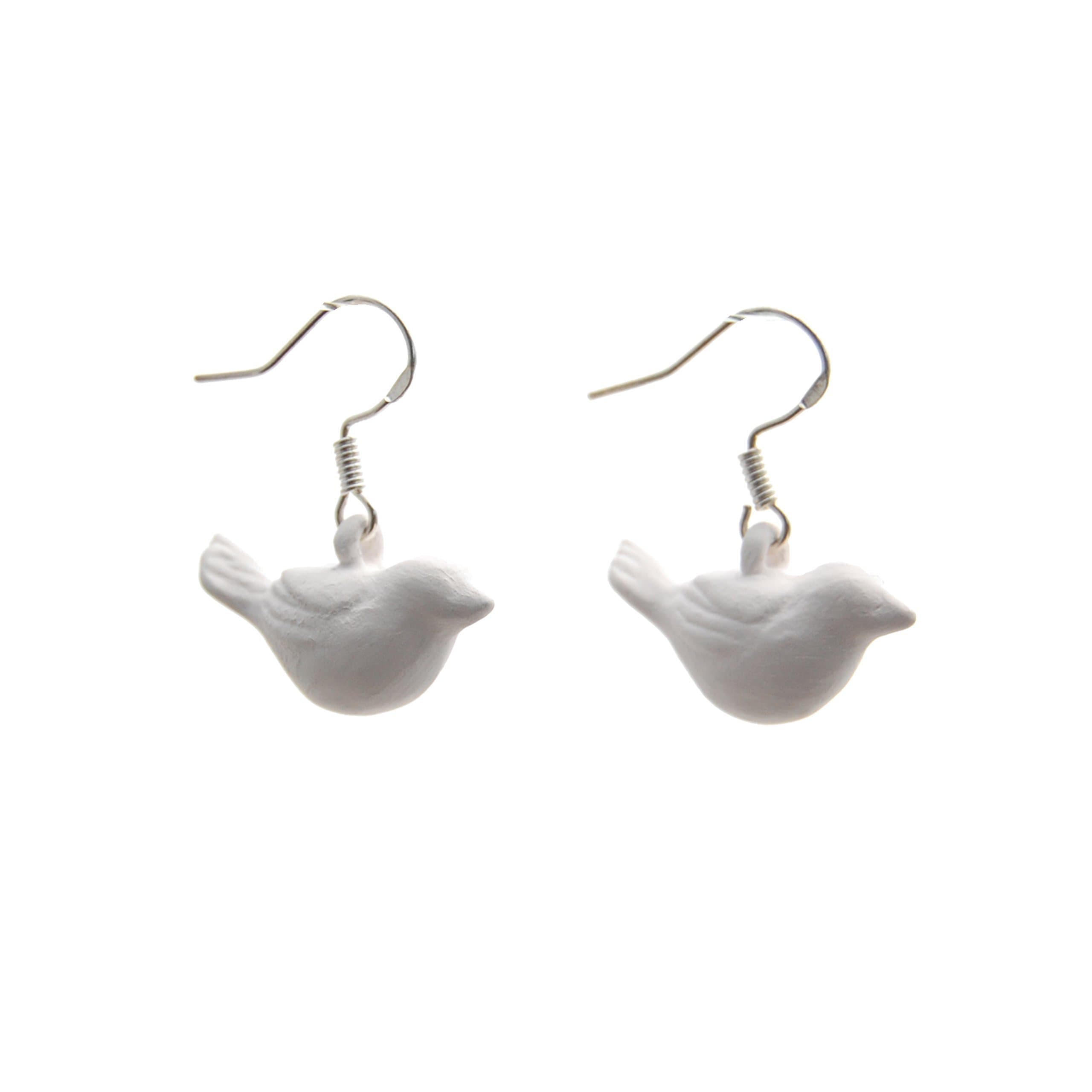 Handmade Porcelain [Bird] Diffuser Earrings for Women. 925 sterling silver