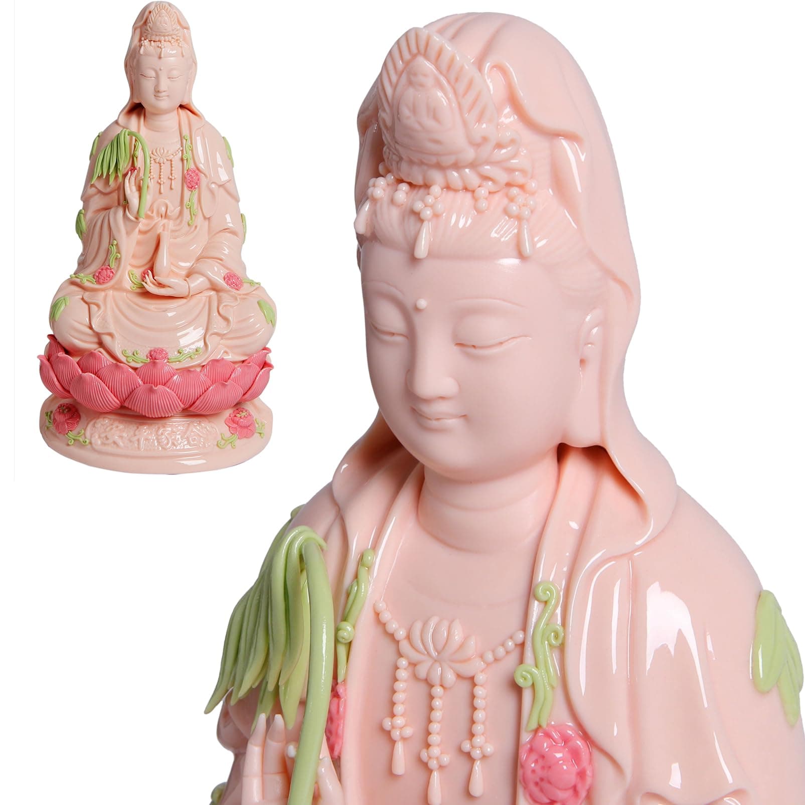 ART PARK Top Ceramic Guan Yin Statue - Handmade Quan Yin, Kwan Yin, Quan Am, Kuan Yin, Guanyin Statue for Meditation Altar, Female Buddha - Goddess of Mercy and Compassion