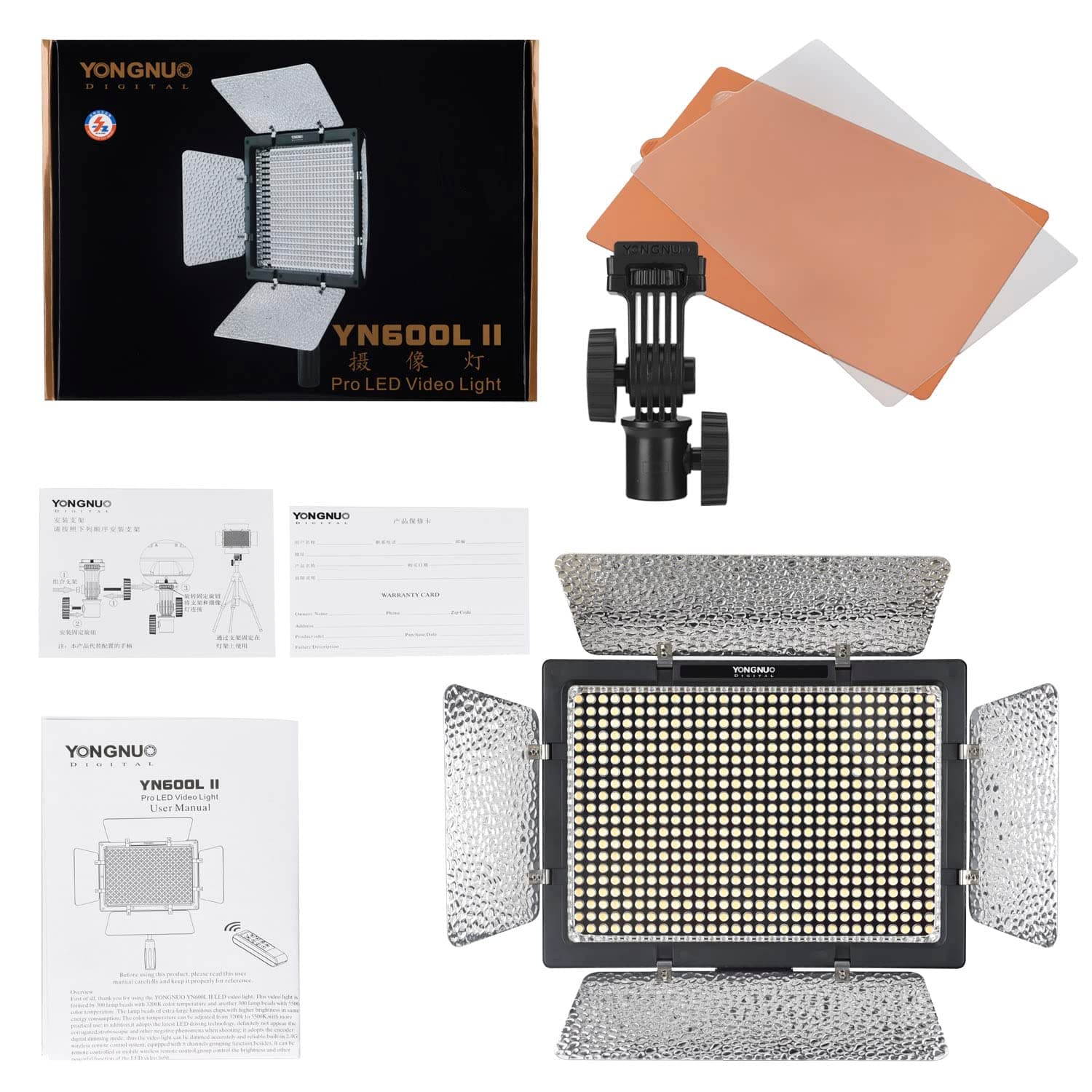 YN600L II LED Panel Video Light, with Adjustable Color Temperature 3200K-5600K, Compatible with DSLR Cameras and Camcorders