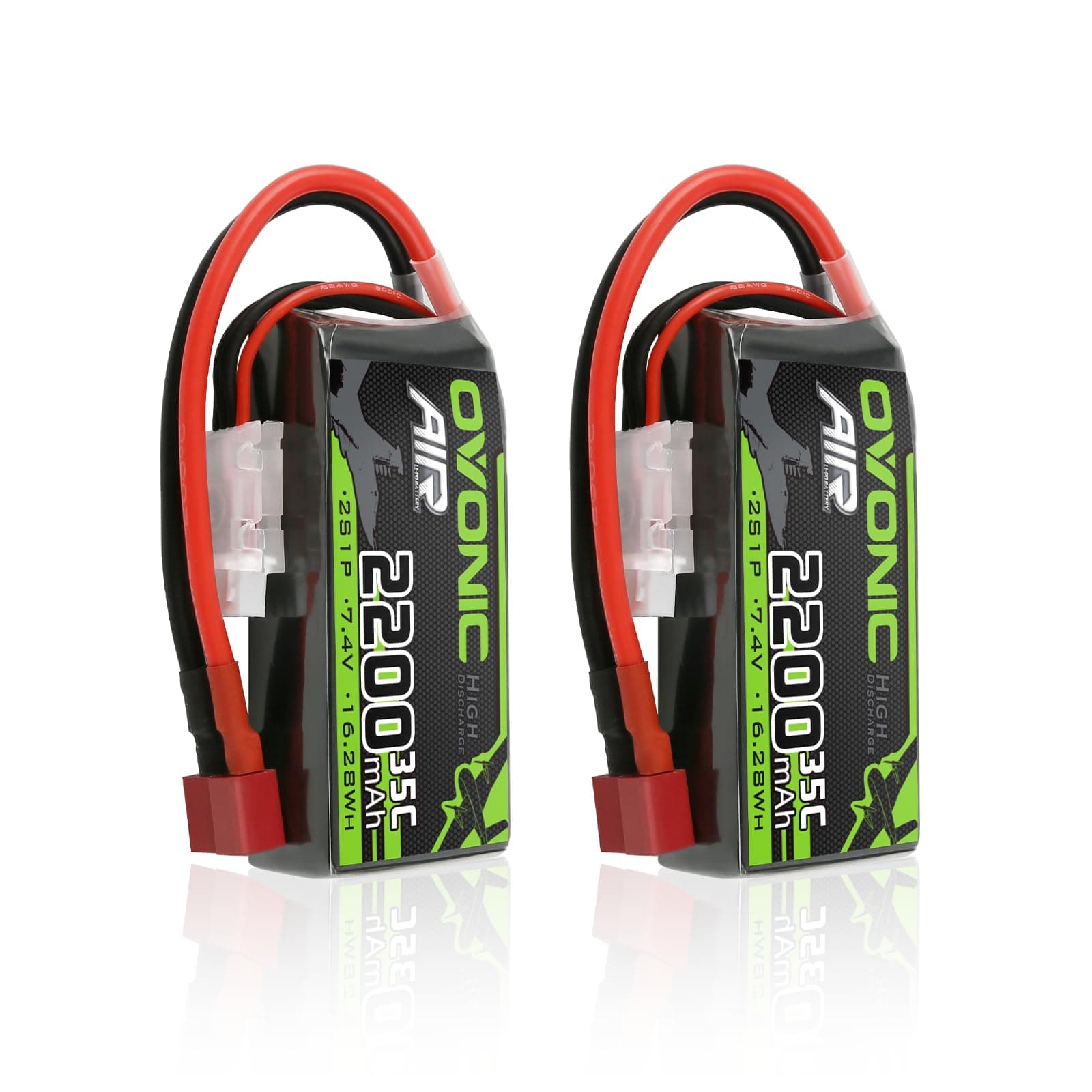 2S Lipo Battery 35C (Burst 70C) 2200mAh 7.4V Lipo Battery with Dean-Style T Connector for RC Airplane Helicopter Quadcopter FPV Racing Drone(2 Packs)