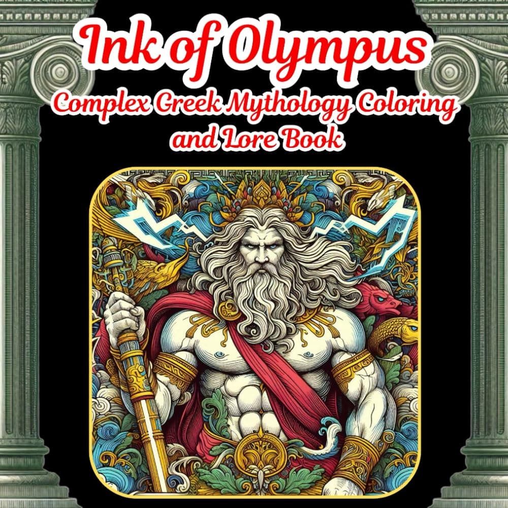Ink of Olympus: Complex Greek Mythology Coloring and Lore Book Containing 20 Very Challenging Illustration Pages Accompanied by Their Lore (Mystic Chronicles: A Journey Through Lore and Color)