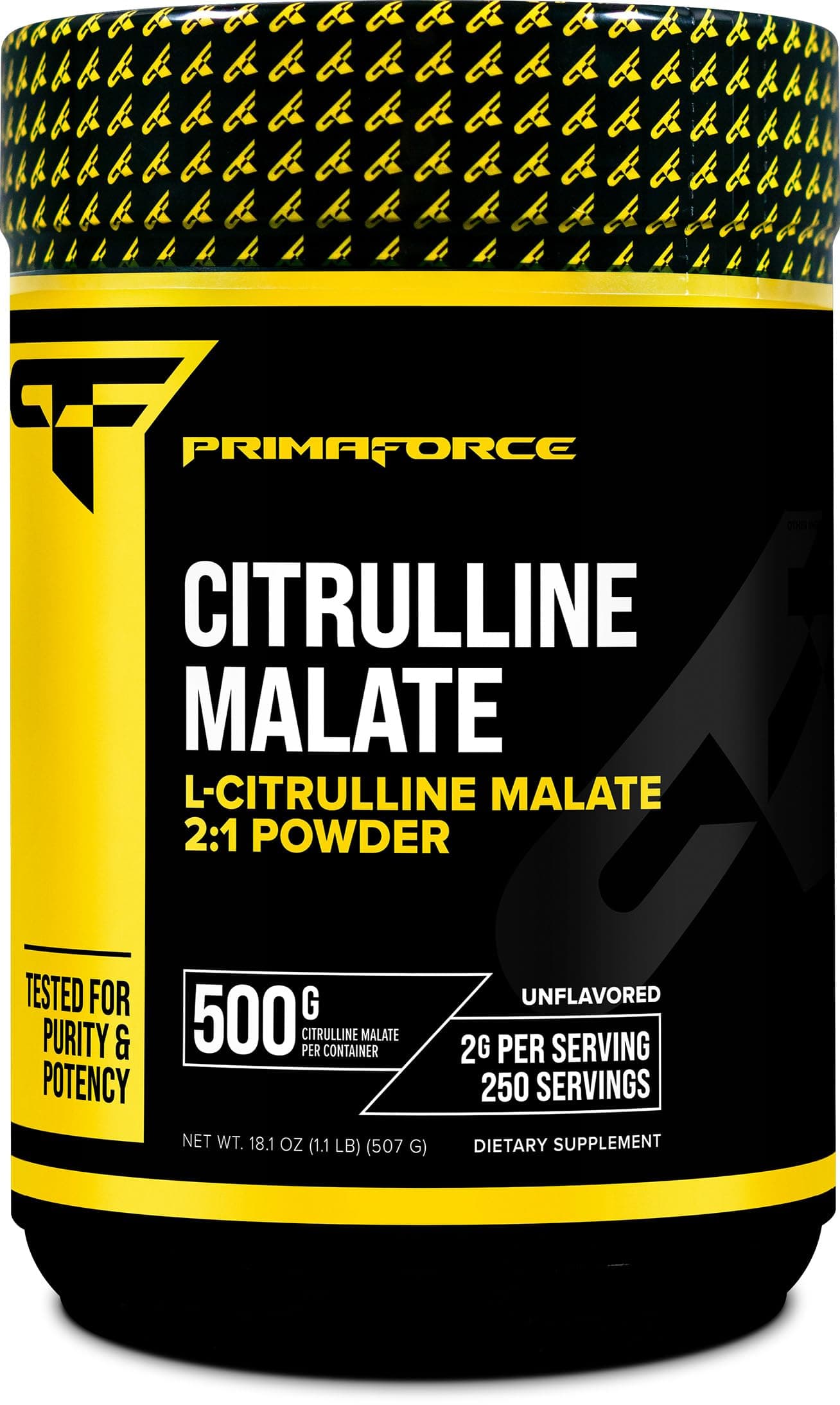 PrimaForce L-Citrulline Malate Powder, Unflavored Pre Workout Supplement, 500 grams - Energy Support, Aids Recovery, Enhances Strength Performance – Vegan, Non-GMO