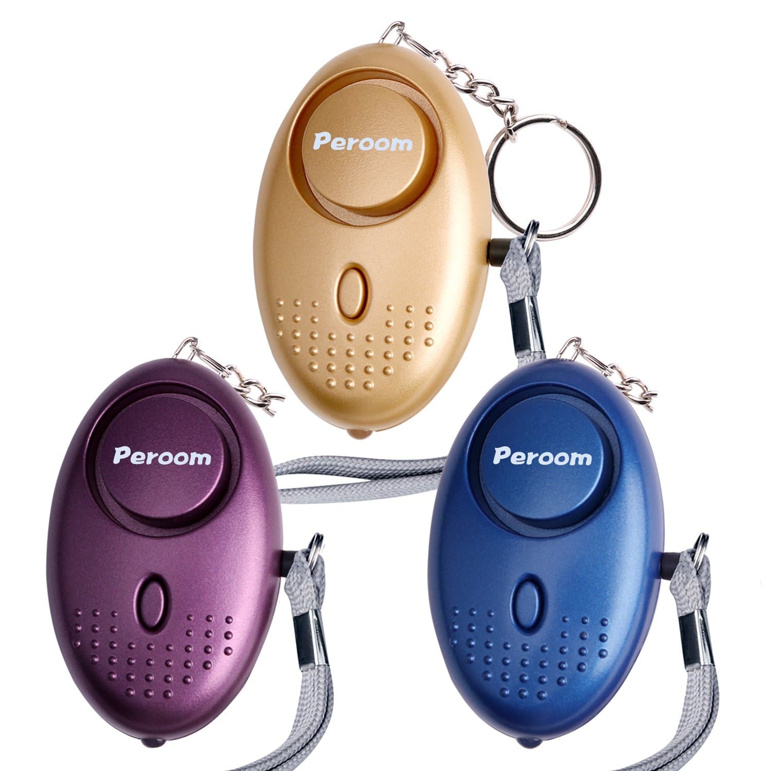 Peroom Personal Alarm, 3 Pack Emergency Self-Defense Security Alarms with LED Light, 140DB Safe Sound Personal Alarm Keychain for Elderly Women Kids Night Workers