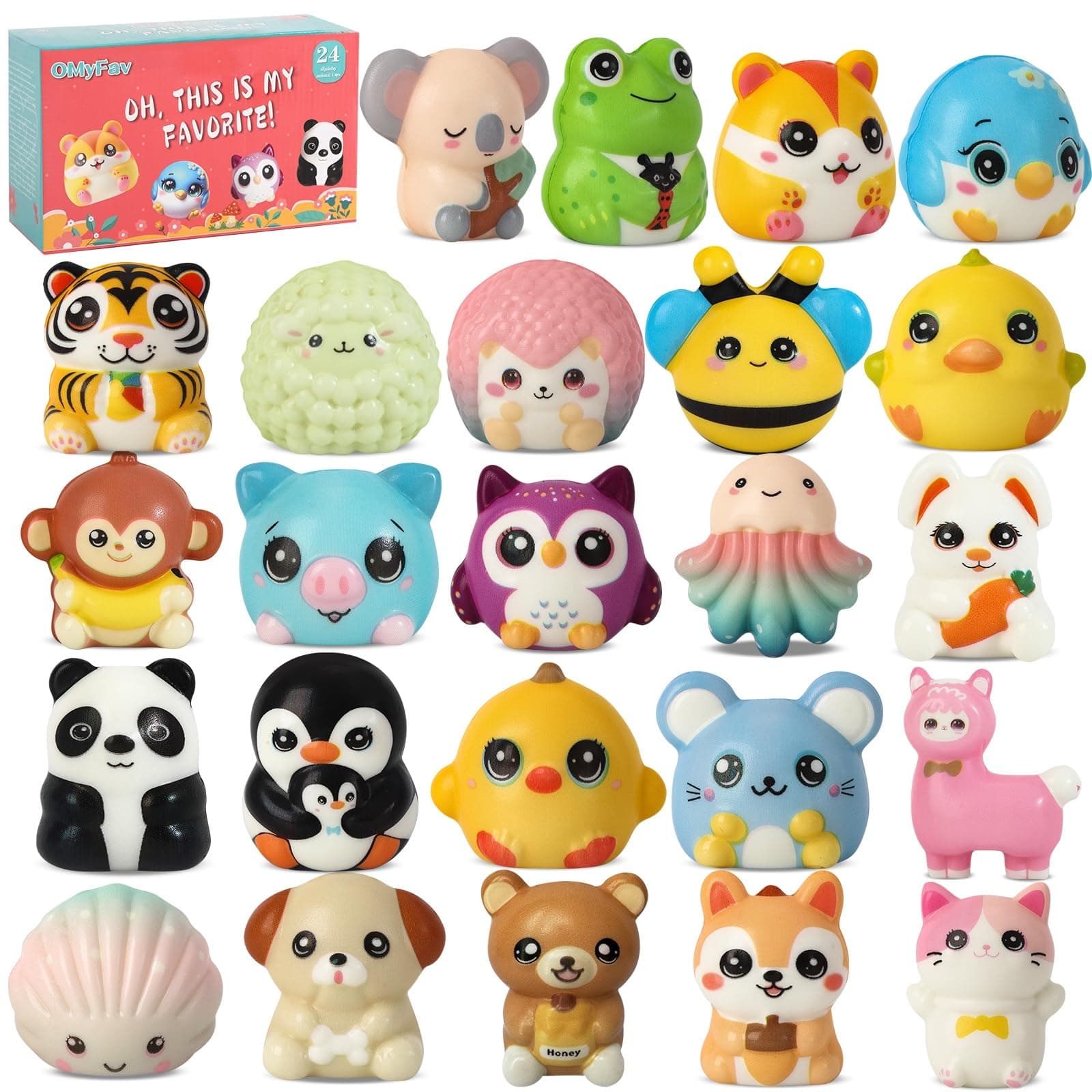 24PCS Party Favors for Kids - Cute Squishies Toys Bulk Easter Egg Fillers for Kids Easter Gifts for Kids Classroom School Pinata Stuffers Birthday Gifts for Boys & Girls Classroom Prizes Elementary