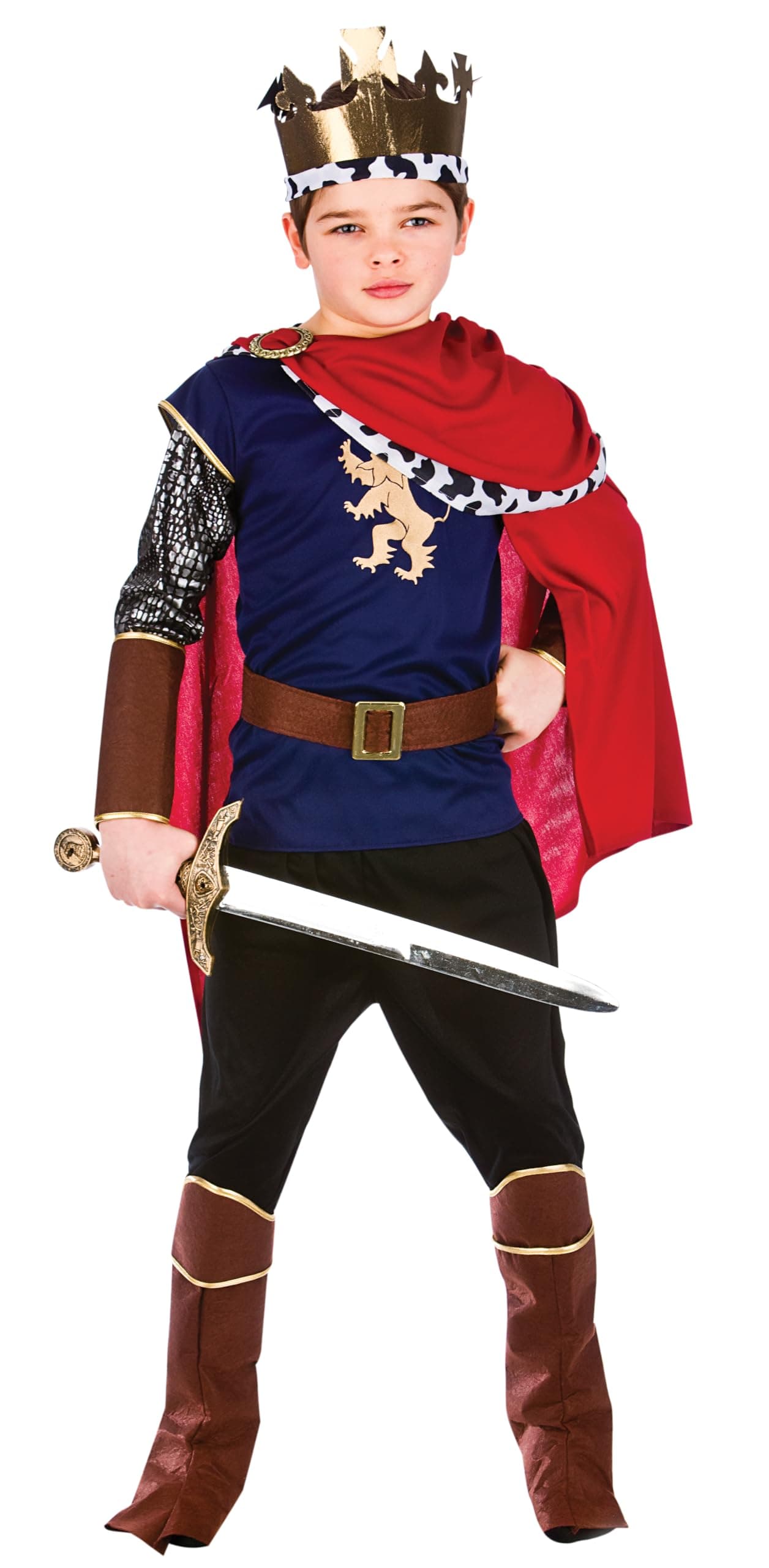 Wicked Costumes Boys Deluxe Medieval King Costume Kids Fancy Dress Outfit Royal King Prince Knight World Book Day Halloween