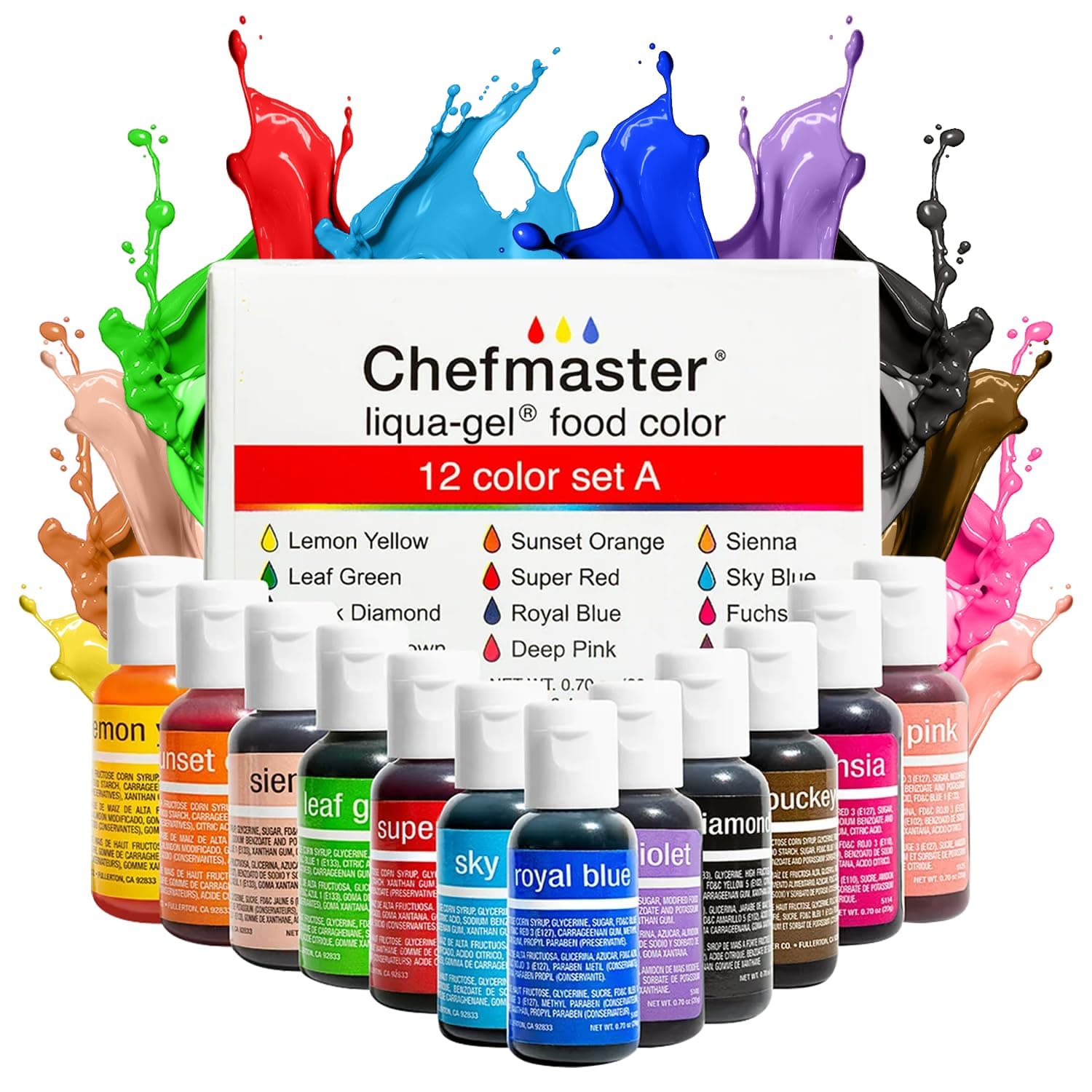 Chefmaster Liqua-Gel Color Kit 12/Pkg .7oz