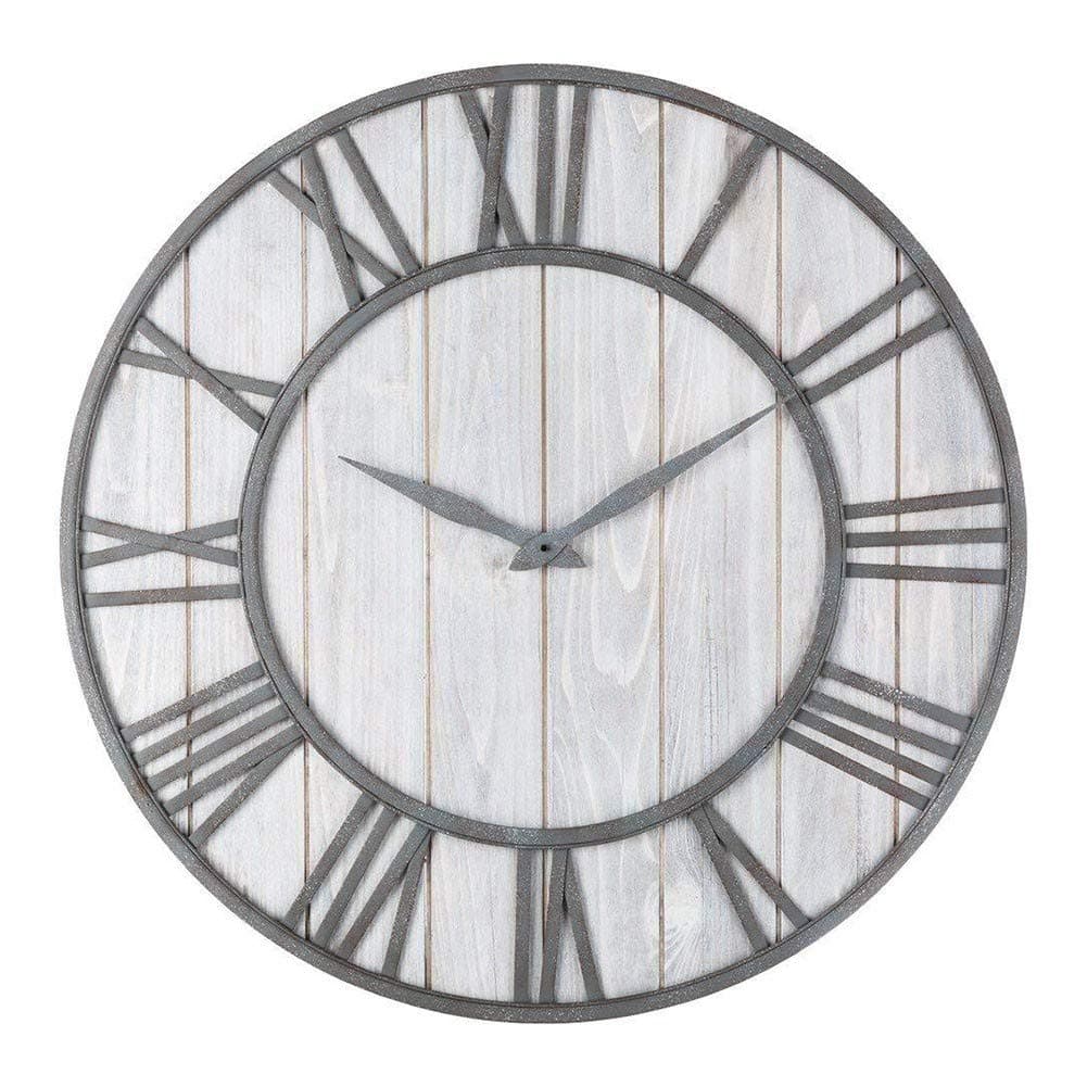 WALL CLOCK Large Metal Roman Numeral Quartz Silent Sweep Non-ticking Decorative Retro Big Round Wooden Clock For Gift Black 'Iron'(40cm In Diameter)，GJXJY